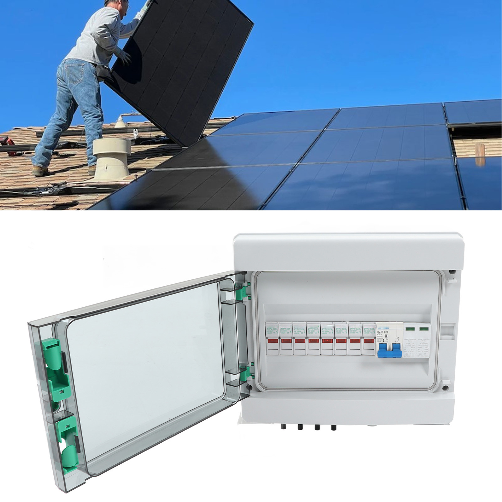 4-strängige Dc 1000v Solar-photovoltaik-kombinationsbox, 15a Nennstromsicherung, Überspannungsableiter, 63a Dc-leistungsschalter, Ip67 Wasserdicht, Geeignet Für Netzgekoppelte/netzunabhängige Solaranl