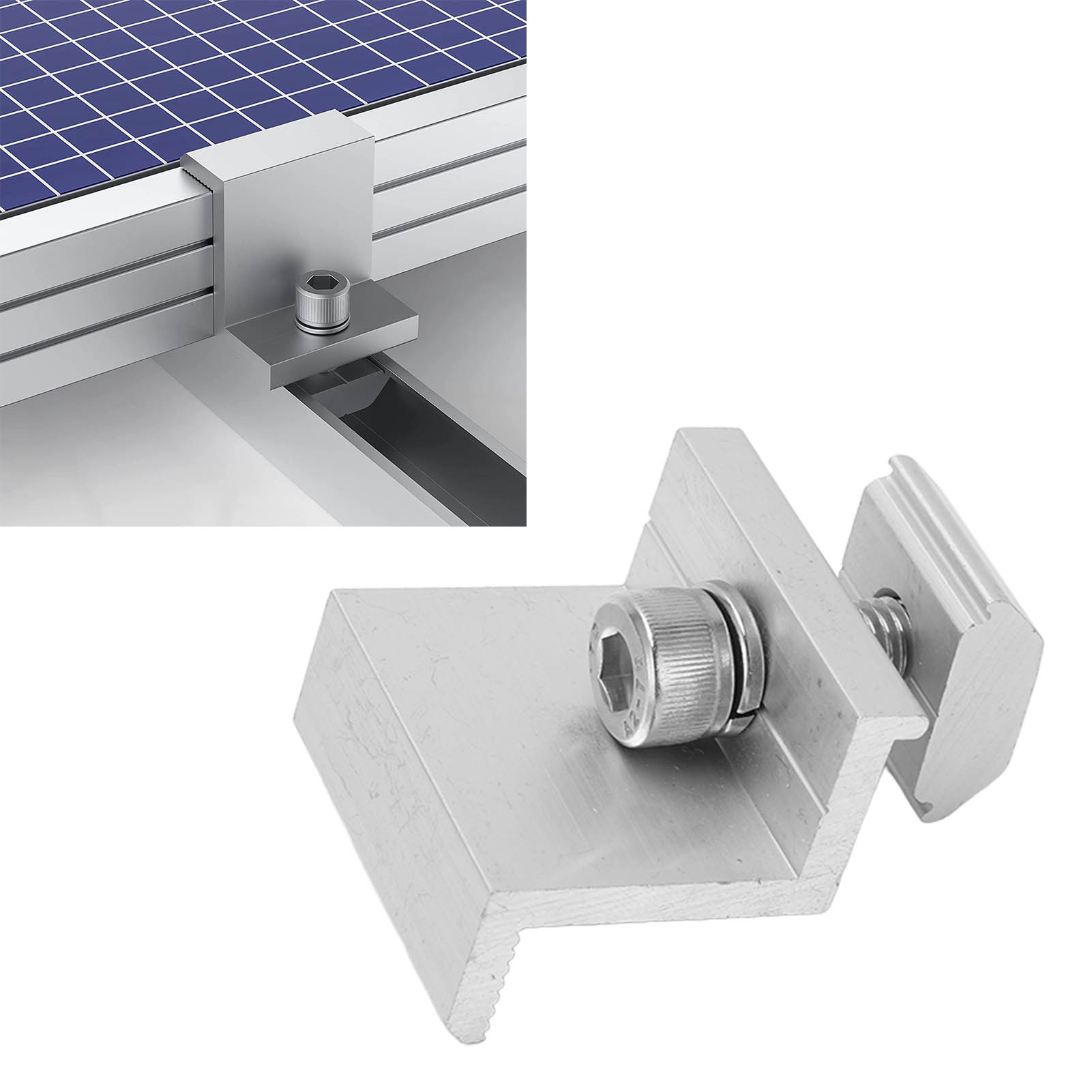 Packung Mit 10 Seitlichen Anpressblöcken Für Photovoltaik-montagesysteme, 35 Mm Kantenanpressblöcke Aus Aluminiumlegierung Für Photovoltaik-montagekomponenten