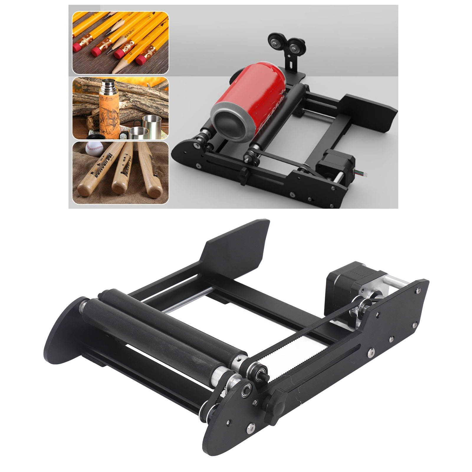 Drehachse Für Lasergravur Mit Drei Einstellbaren Positionen, 360°-drehung Zum Gravieren Zylindrischer Objekte, Y-achsen-drehrolle, Zubehör Für Lasergravurmaschinen.