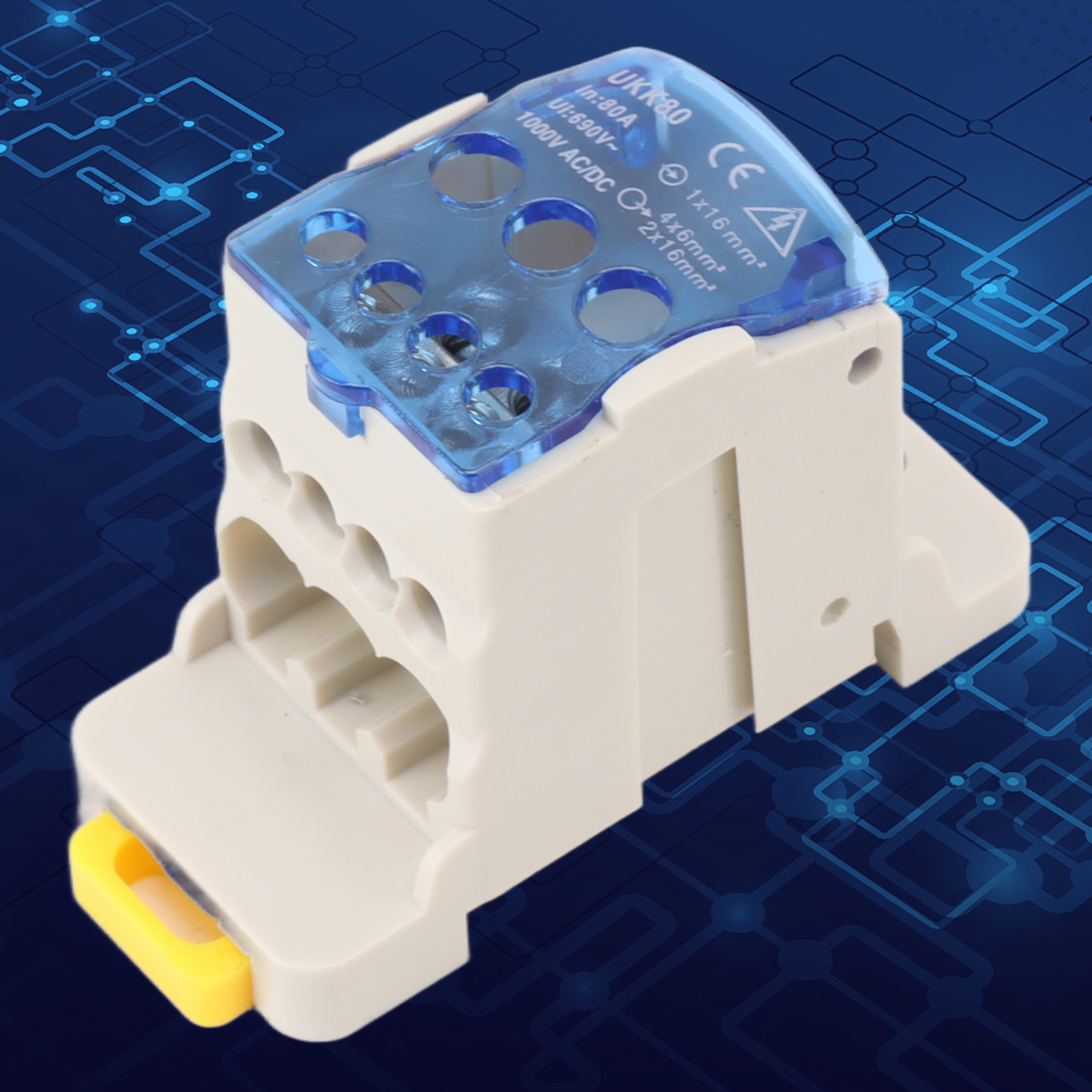 Din-schienen-klemmenblock Für Verteilerkästen, Stromanschlusskästen Und Stromanschlussklemmen, Ac/dc 1000v 80a.