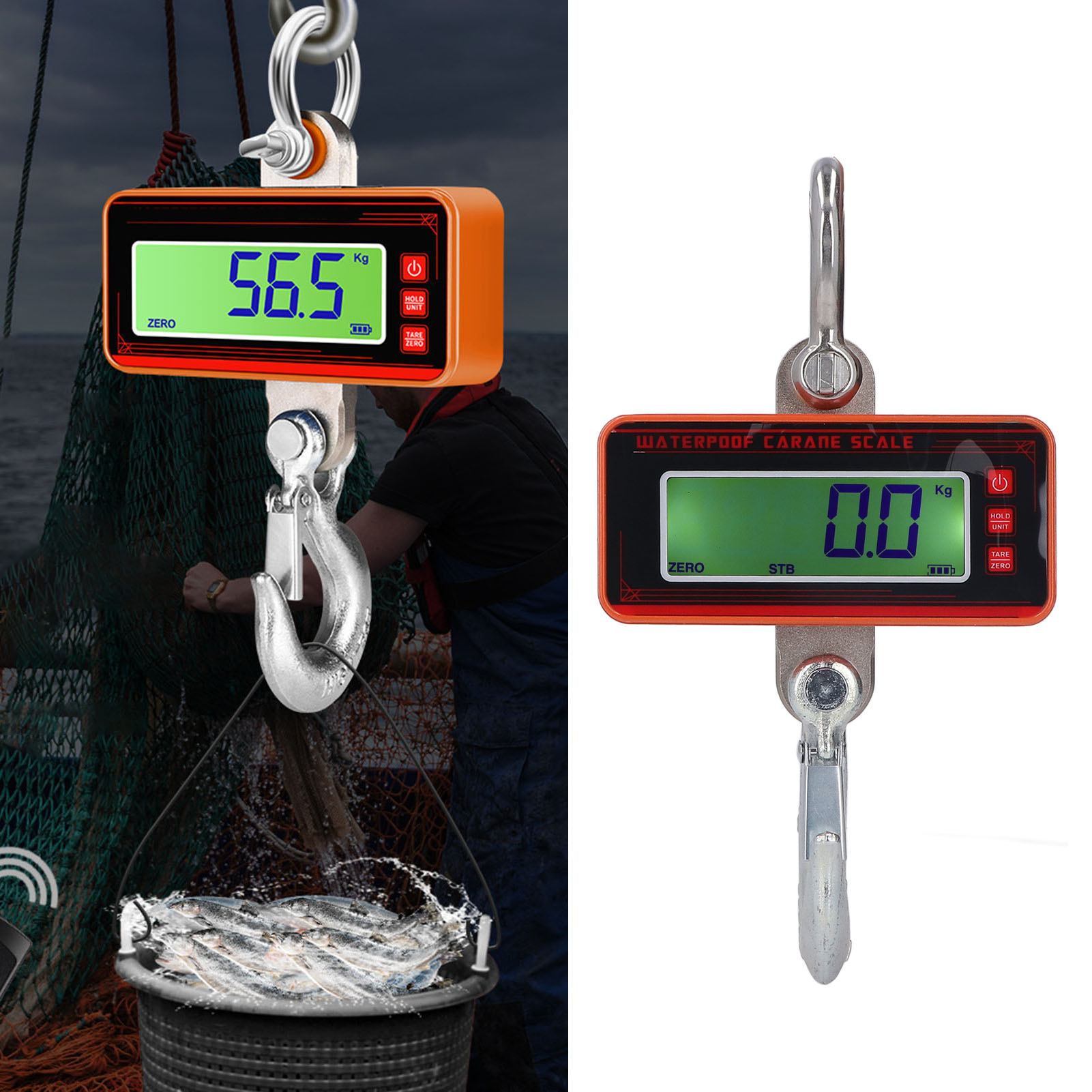 Wasserdichte Kranwaage 1000 Kg/2000 Lb, Hakenwaage, Elektronische Waage, Brückenkranwaage, Drahtlose Kranwaage, Ocs-p3 Orange, Europäischer Standard 100–240 V