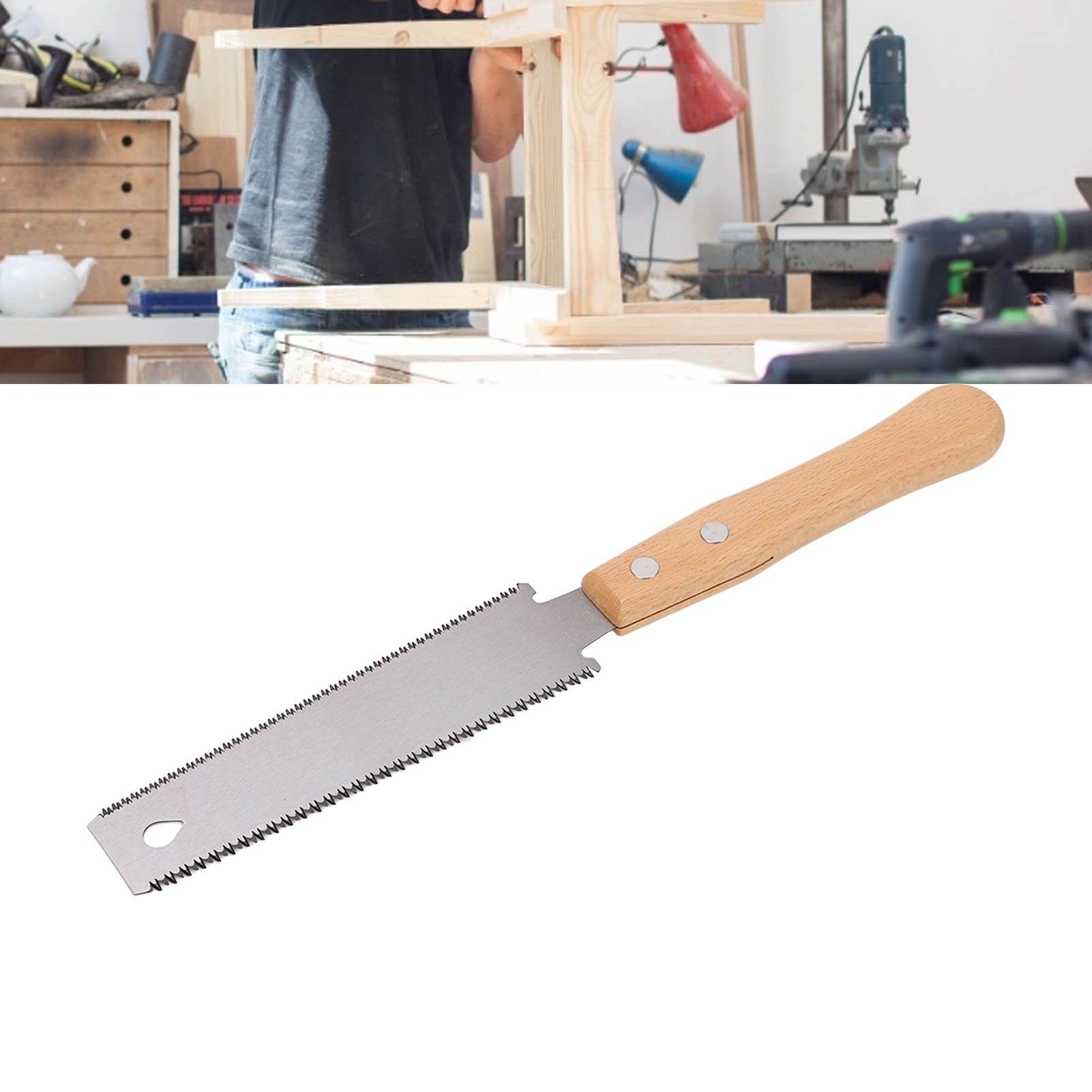 Kleine Doppelsäge Mit Holzgriff Zum Sägen Von Wandpaneelen Und Feinzahnige Forstsäge Für Ebene Schnitte.