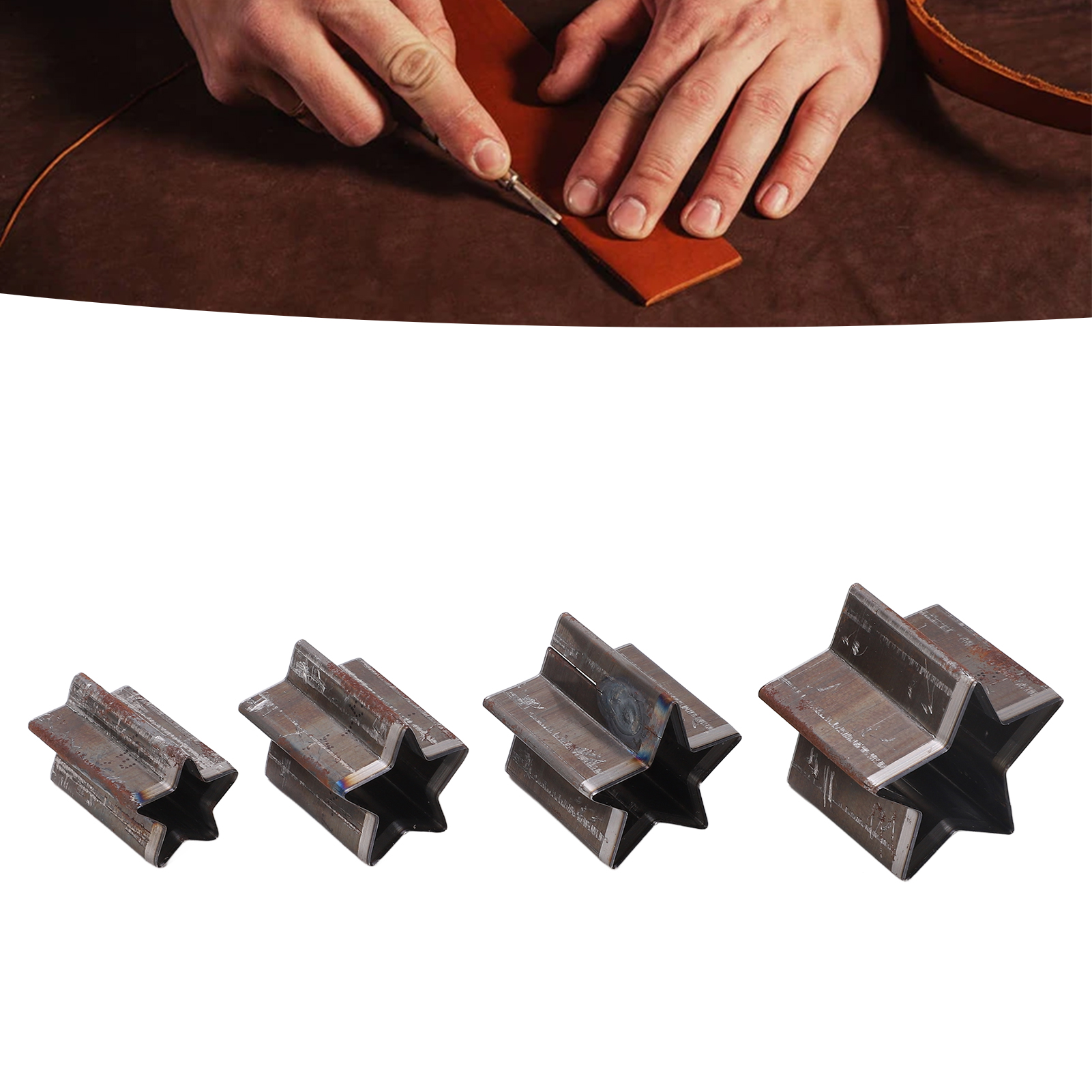 4-teiliges Set Bestehend Aus Fünfzackigen Stern-stanzformen, Handstanzwerkzeugen Und Lederstanzformen.