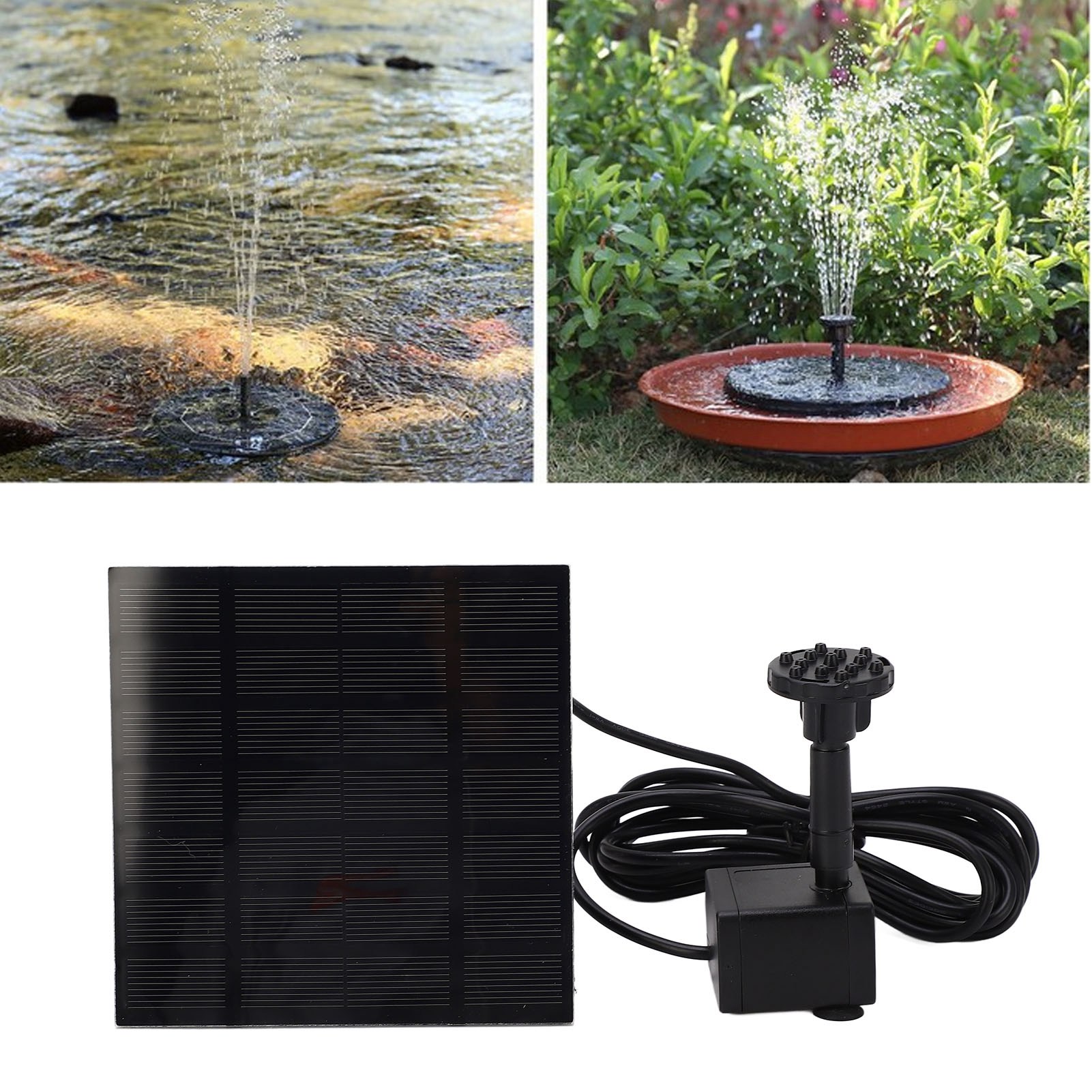 Solarbrunnen Sf004 Mit Wasserpumpe, 1,5 W, 110 X 110 Mm, 6 Düsen, Maximale Strahlhöhe 70 Cm. Geeignet Für Gärten, Teiche, Schwimmbäder, Aquarien Und Außenbereiche.