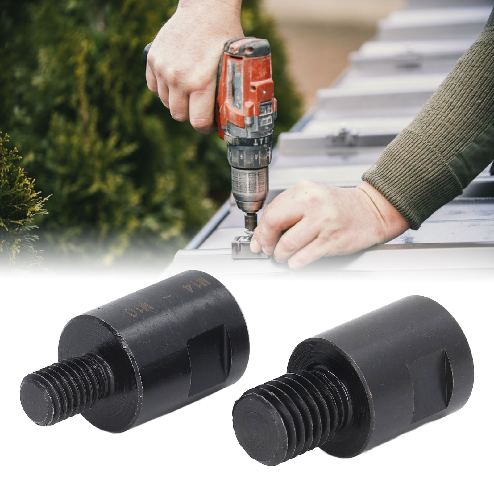 Set Mit 2 Adapterstangen Für Lochsägenaufsätze, Winkelschleiferzubehör, M10 Auf M14 Adapterkopf, M14 Auf M10