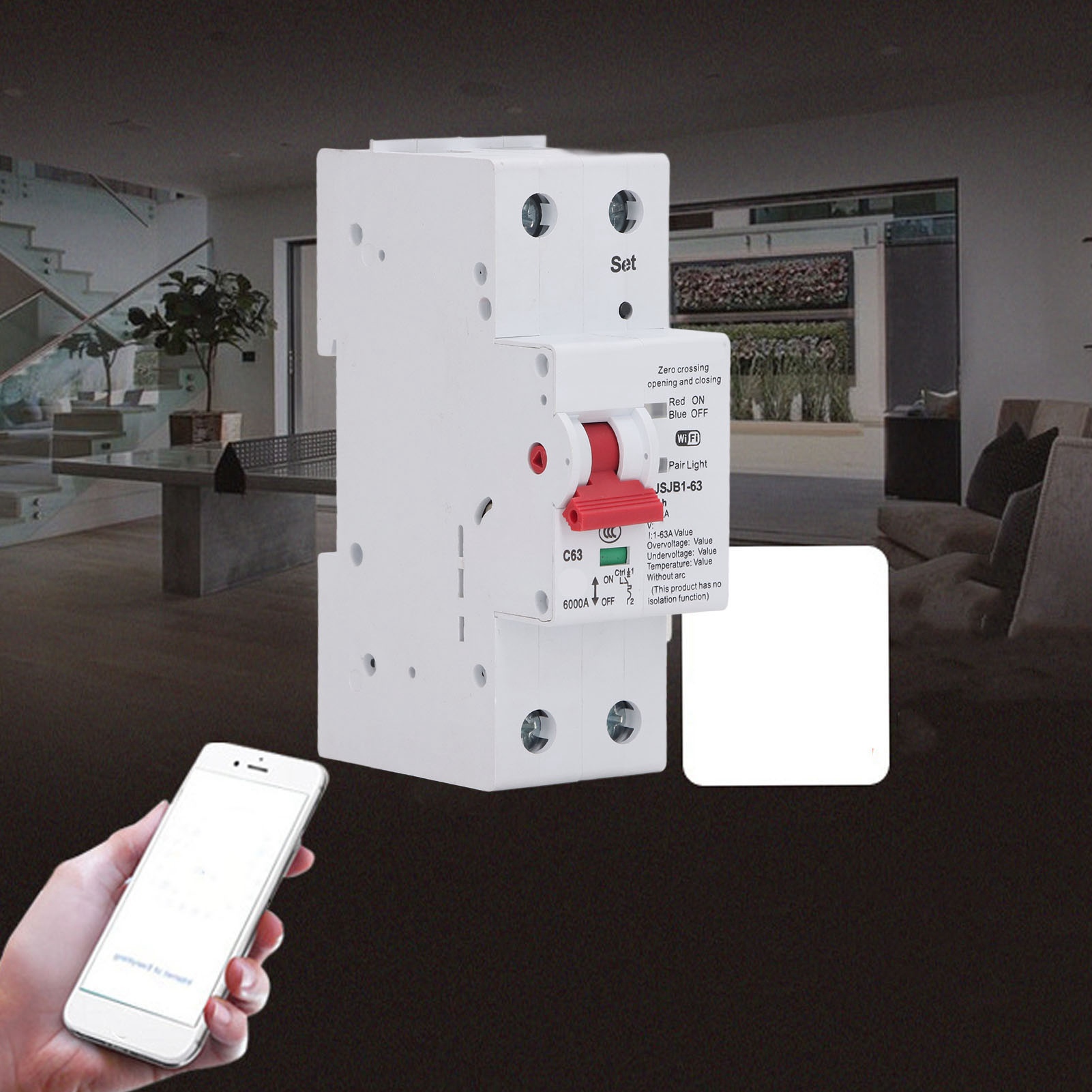 Multifunktionaler 2-poliger 63-a-kombinationsschalter Mit Wlan-zähler, Zeitschaltuhr, Drahtlos Gesteuertem Leitungsschutzschalter, 220 V/230 V Wechselstrom