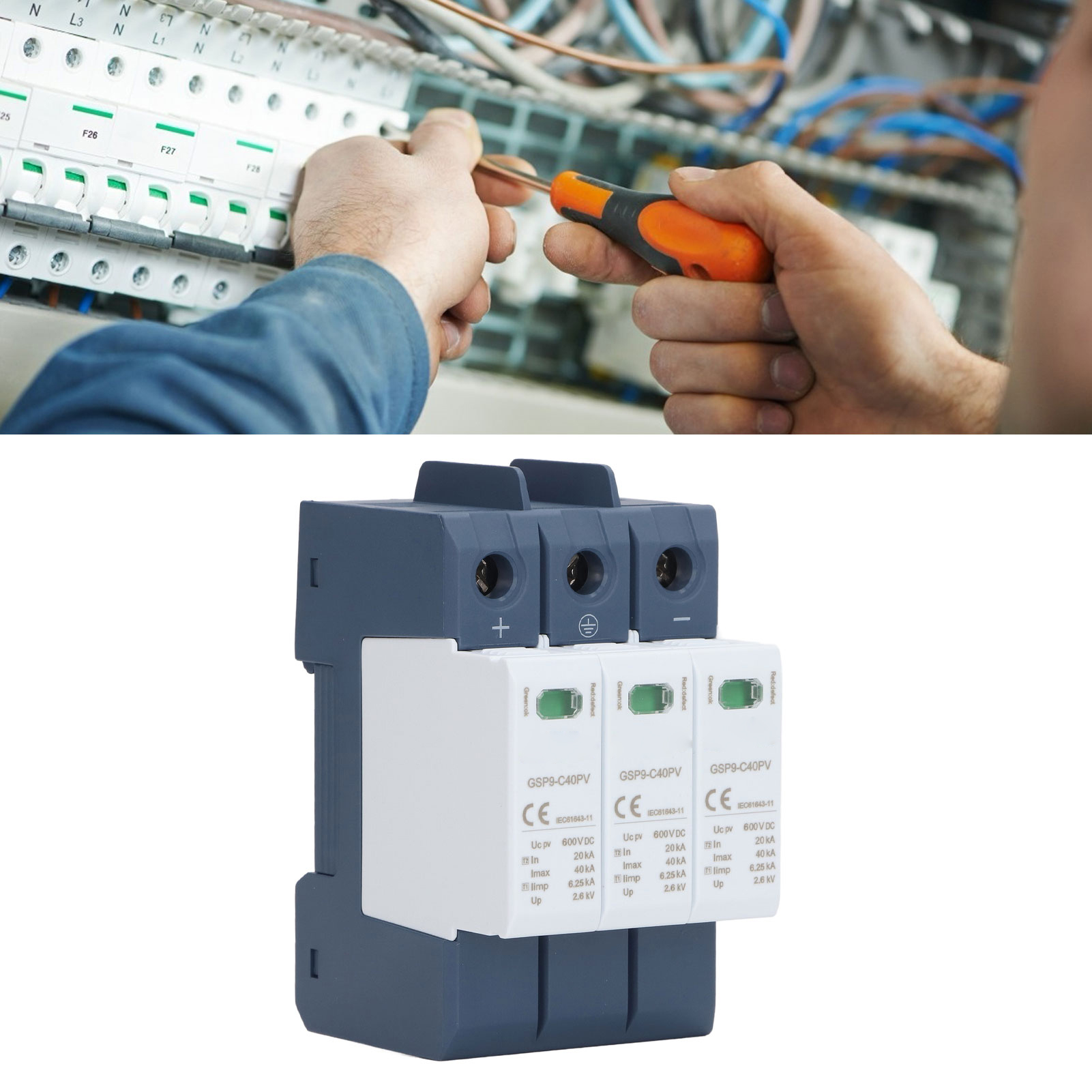 Gsp9-c40pv 40ka 3p 600vdc Photovoltaik-überspannungsschutz