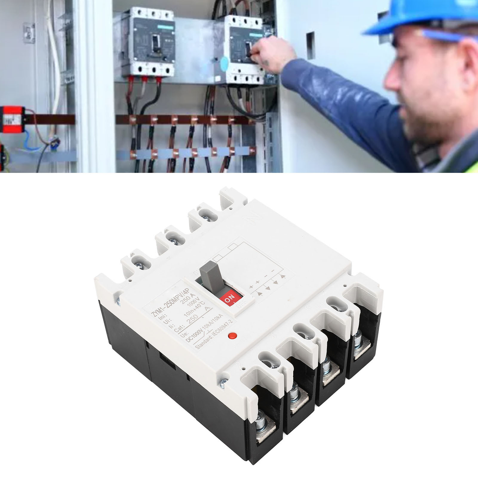 Mccb-solarzellen-hauptschalter, Vergossener Gleichstrom-leistungsschalter, 4-poliger 1000-v-batterieschutzschalter, Zym1-250mpv/4p 200-a-trennschalter