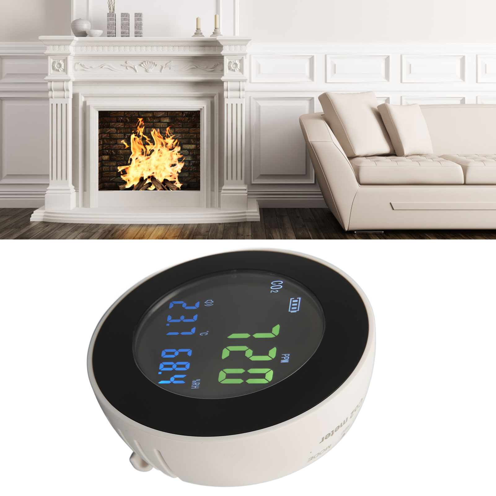 Ht-501 Tragbares Heim-temperatur- Und Feuchtigkeitsmessgerät Für Brennbare Gase, Co2-konzentrationsdetektor Und Alarm (europäischer Standard 100-240 V)