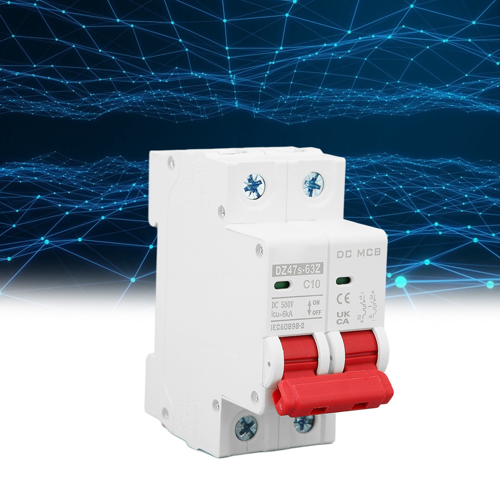 Der Neue Miniatur-leistungsschalter Dz47s-63z C10 2p Ist Ein 500v Dc Miniatur-leistungsschalter Für Solar-photovoltaikanlagen, 10a, Din-schienenmontage, Mit Einem Niederspannungs-abschaltvermögen Von