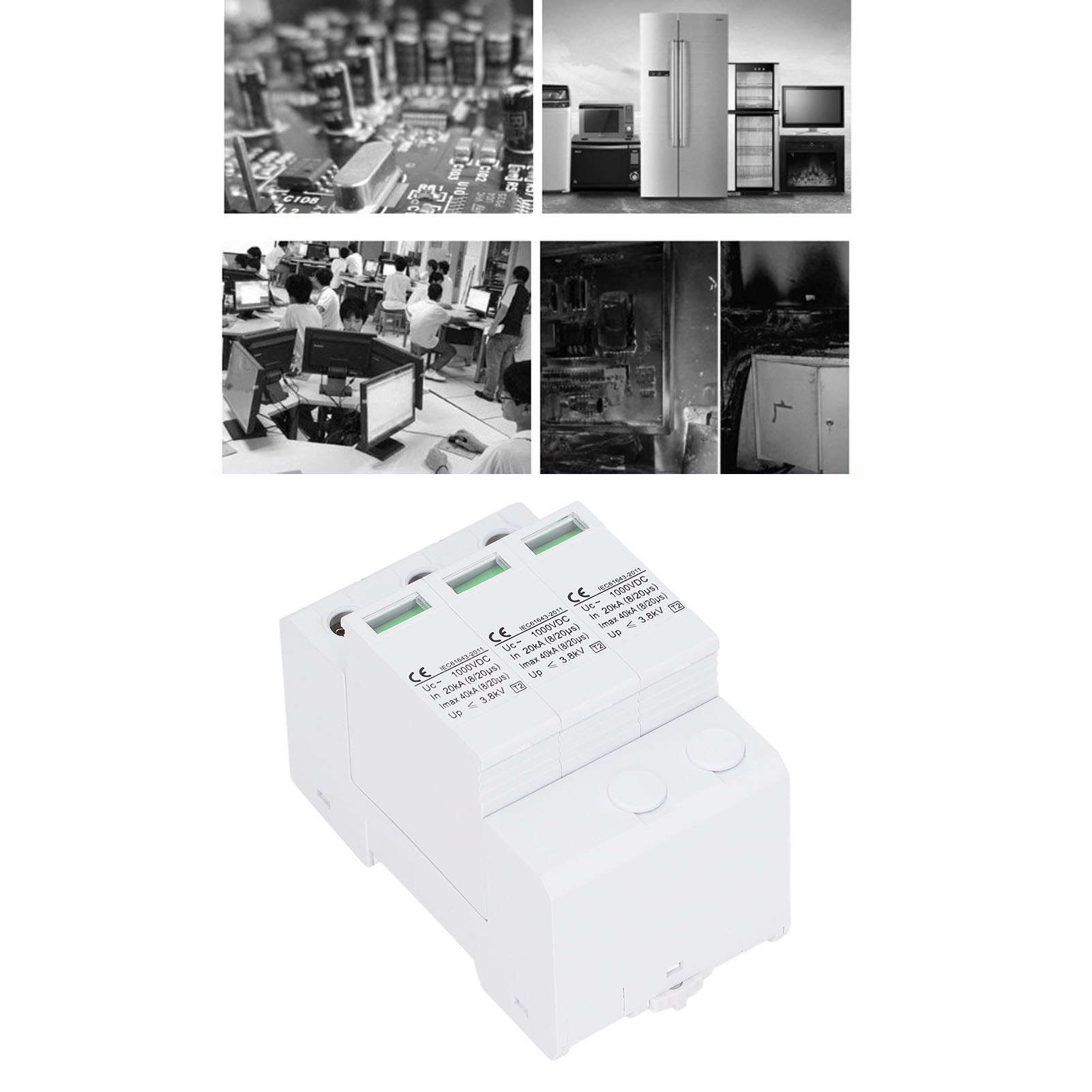 Überspannungsschutzgerät Für Photovoltaikanlagen (dc Sgsp-40), Weiß, 1000 V, 40 Kv, Dreiphasig