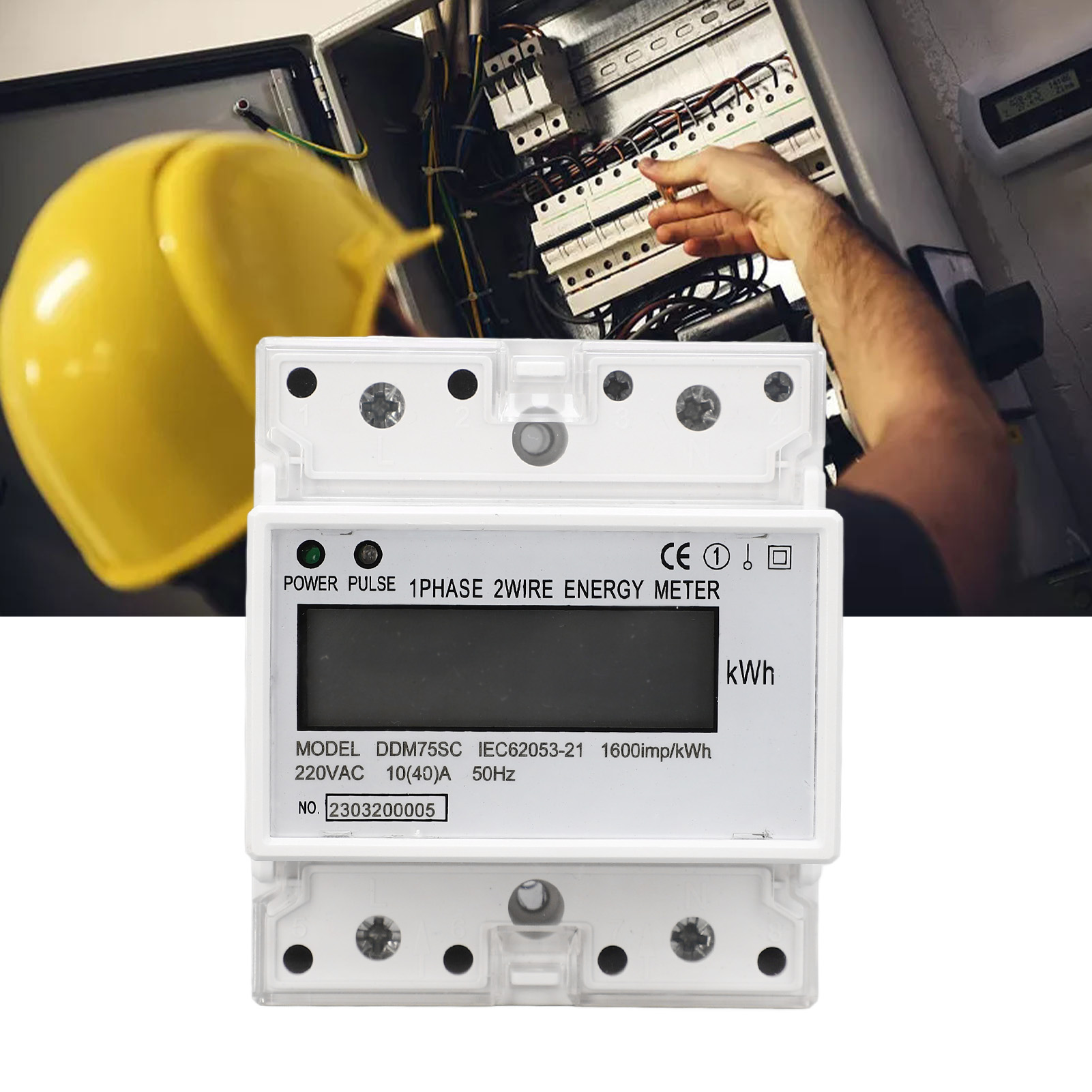 Einphasen-wechselstromzähler Ddm75sc (älteres Modell), 4-polig, Lcd-anzeige, 35-mm-din-schienenmontage, 10–40 A