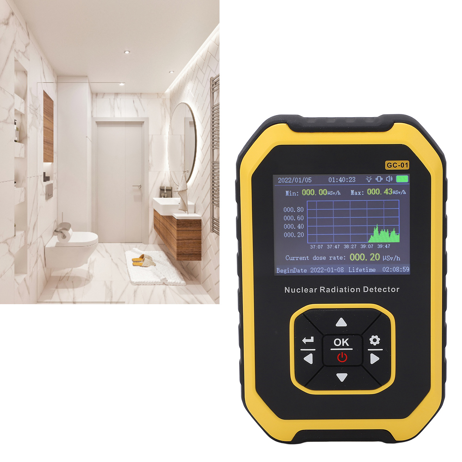 Gc-01 Geigerzähler, Detektor Für Nukleare Strahlung, Gm Marble Professionelles Persönliches Dosimeter Für Radioaktive Ionisation Mit Alarm, Β-γ-röntgendosimeter-anzeige