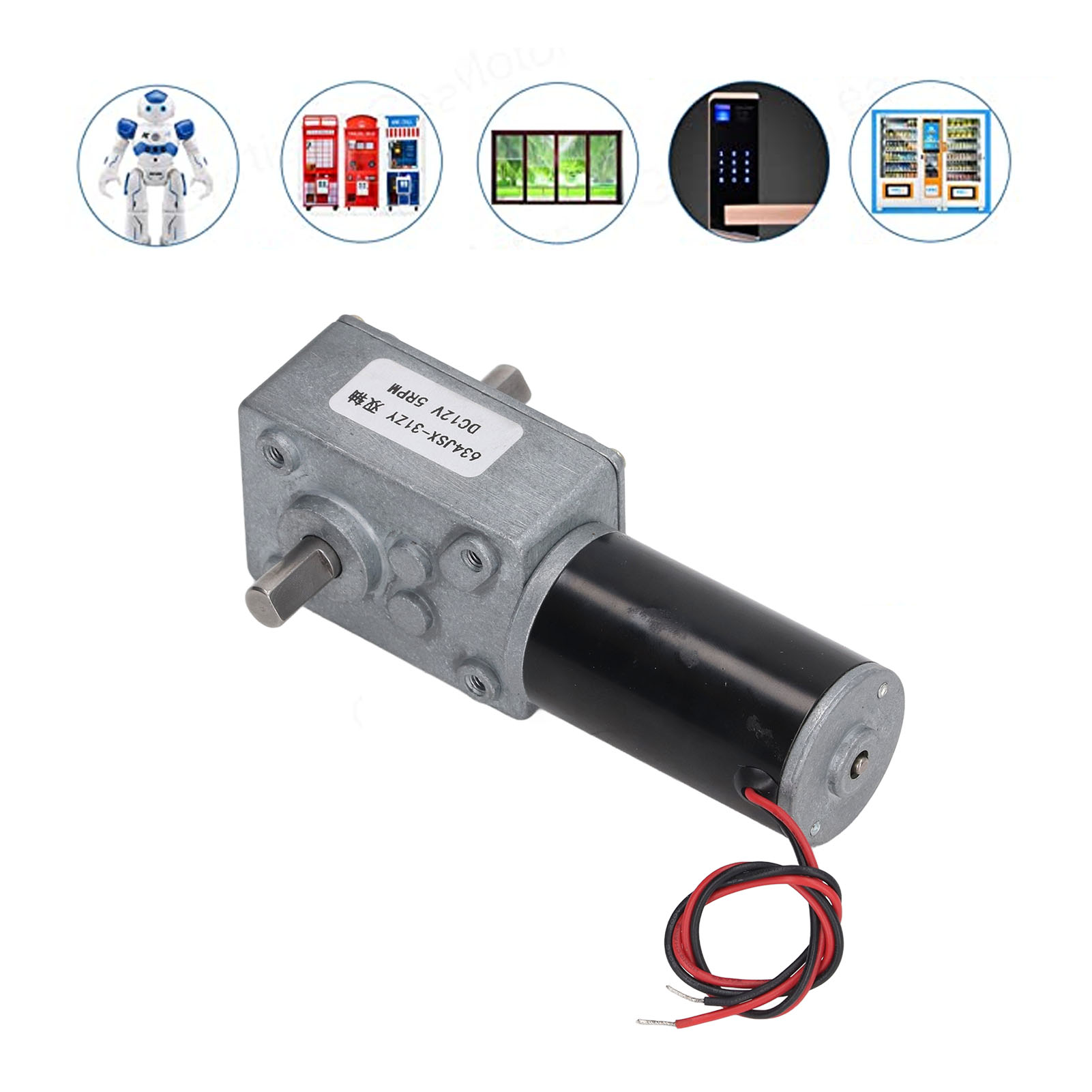 634jsx-31zy Getriebe-gleichstrommotor, 12 V Dc, Zweiwellenmotor, 5 U/min