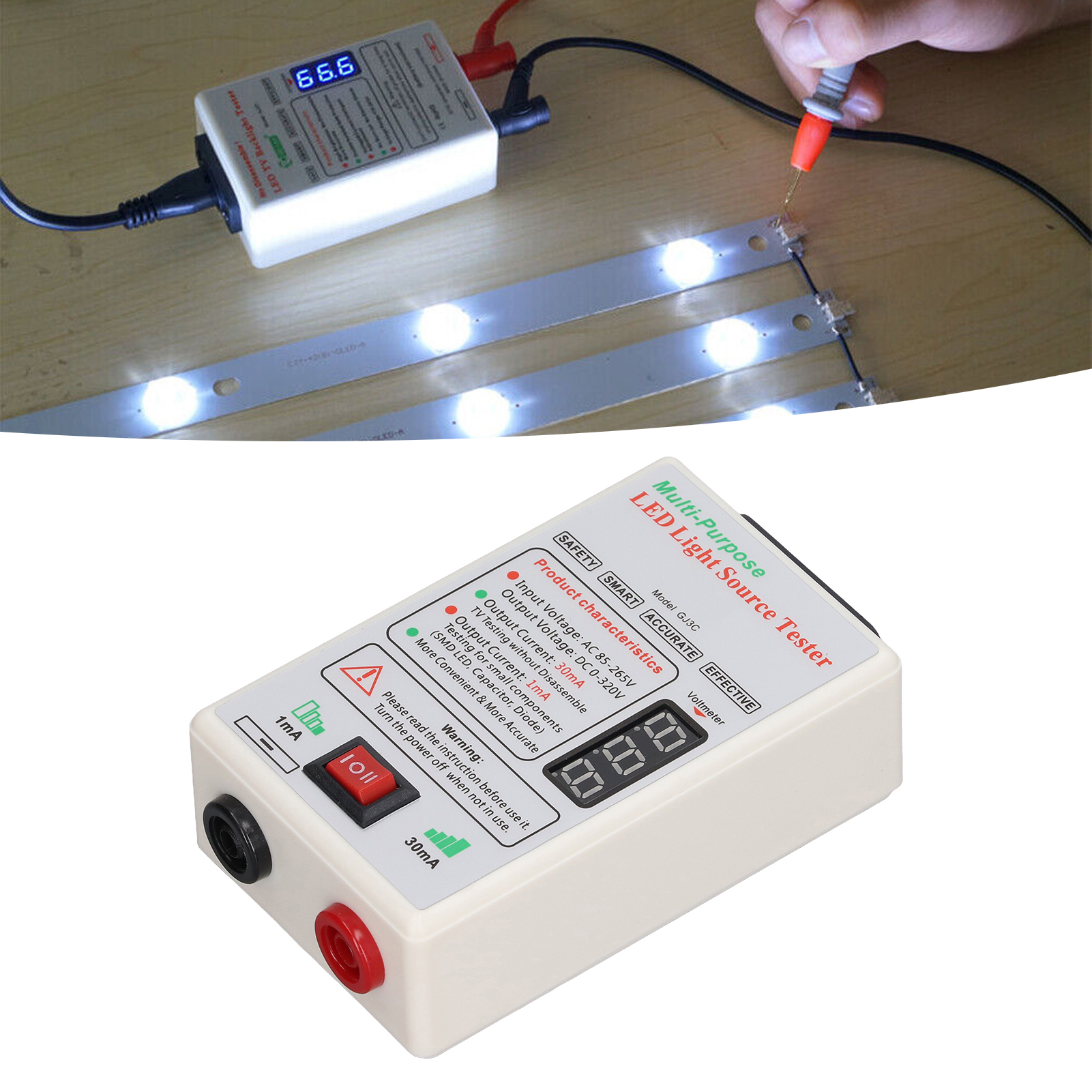 Gj3c Led-tester Mit Schalter Und Hoch-/niederstrombereichen - Detektor Für Hintergrundbeleuchtungsstreifen Und Led-chips In Fernsehern/lcd-monitoren (europäischer Standard 85-265 V)