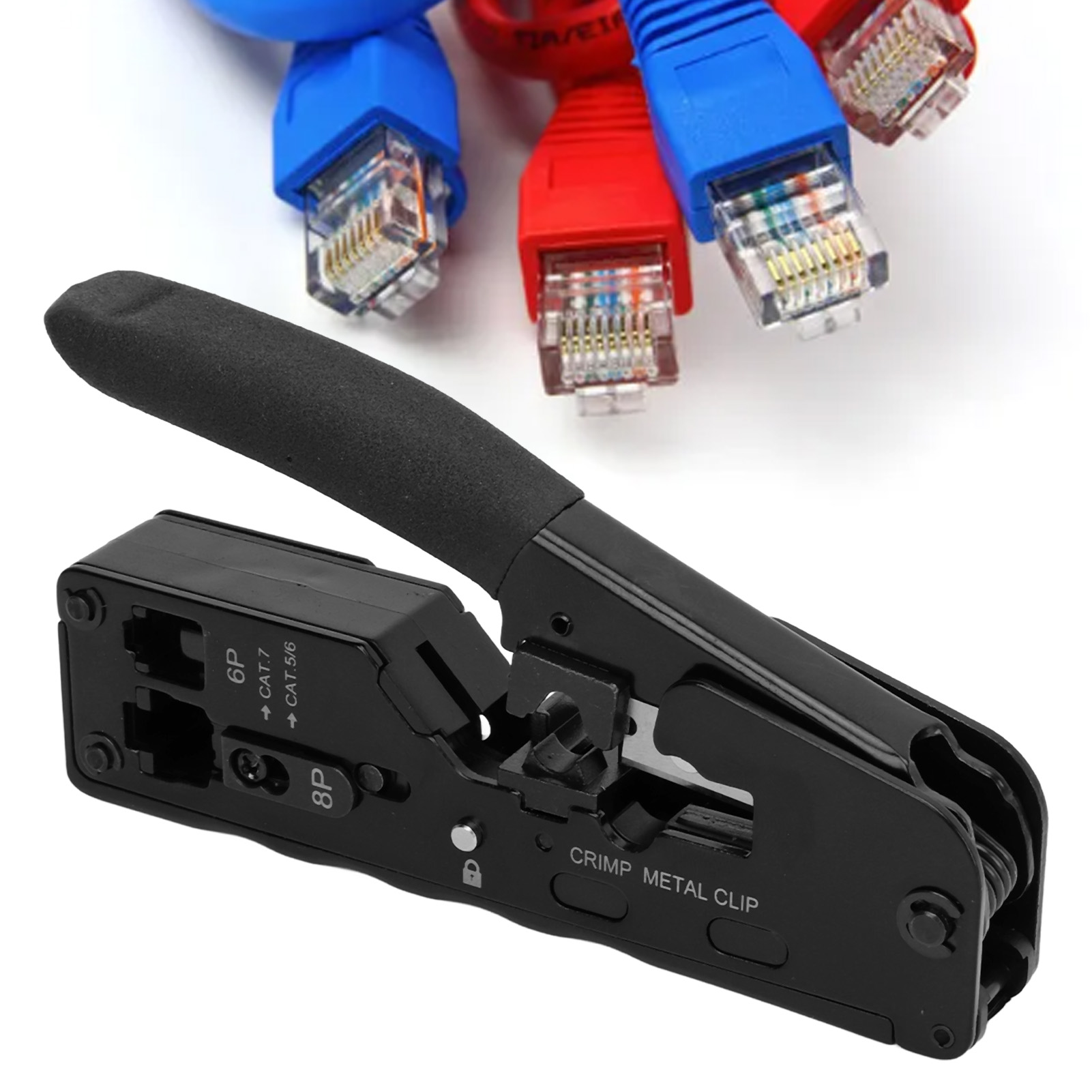 Multifunktionales Rj45-crimpwerkzeug, Netzwerk-crimpwerkzeug, Rj11/rj12 Cat5/cat6/cat7 Netzwerk-crimpwerkzeug Mit Kristallkopf, 6p/8p