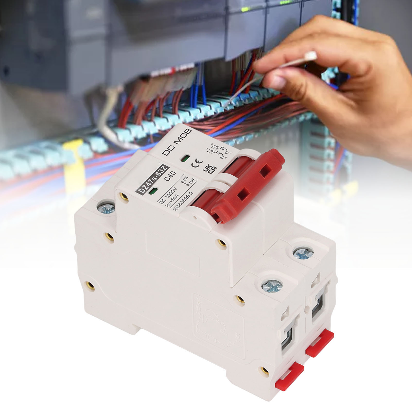 Dz47s-63z C40 2p 1000 V Dc Miniatur-leistungsschalter Für Solar-photovoltaikanlagen, 40 A, Mit Din-schiene, 6000 A Abschnittsbelastbarkeit