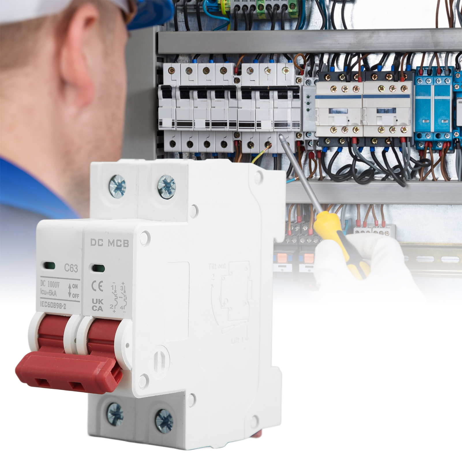 Der Neue Dz47s-63z C63 Dc 1000v 2p Dc-leistungsschalter, Miniatur-leistungsschalter 63a Für Solar-photovoltaikanlagen, Din-schienenmontage, Niederspannungs-abschaltvermögen 6000a.