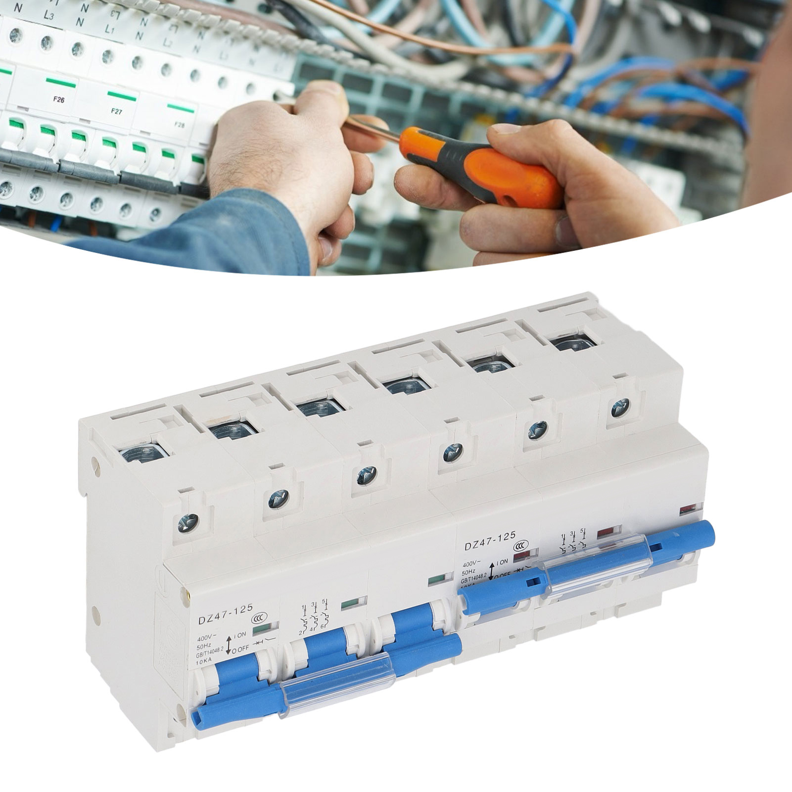 Miniatur-verriegelungs-umschalter Ac400v, Doppel-leistungsumschalter 3p+3p/10ka125a