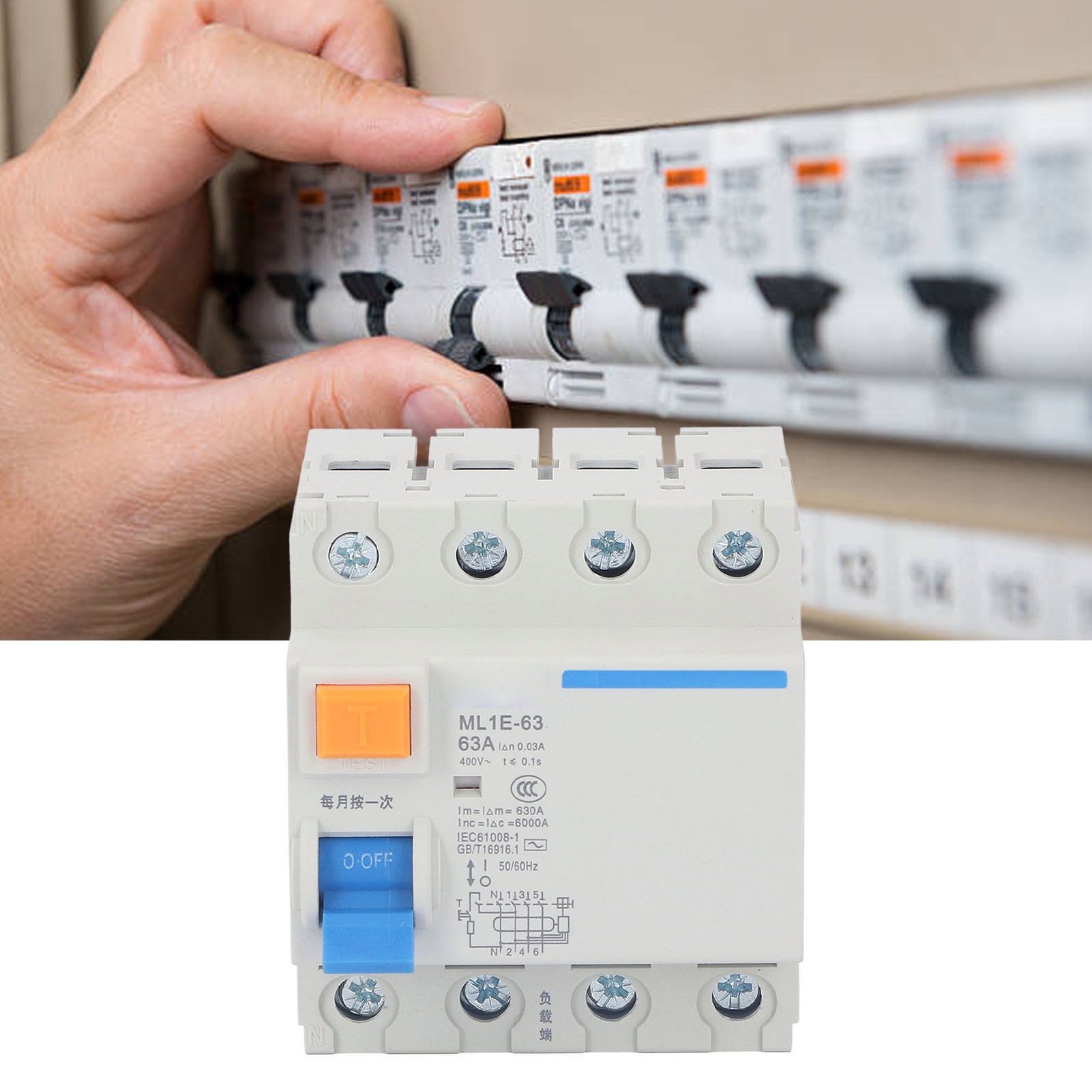 Berm® Ml1e-63 3p+n 63a 400v Miniatur-fehlerstromschutzschalter