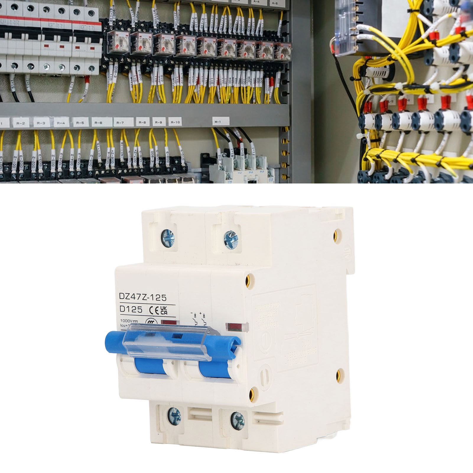 Dz47z-125 D125 Dc 1000v 2p Dc-leistungsschalter, Miniatur-125a-leistungsschalter Für Solar-photovoltaikanlagen, Din-schienenmontage, Blauer Niederspannungsschalter.