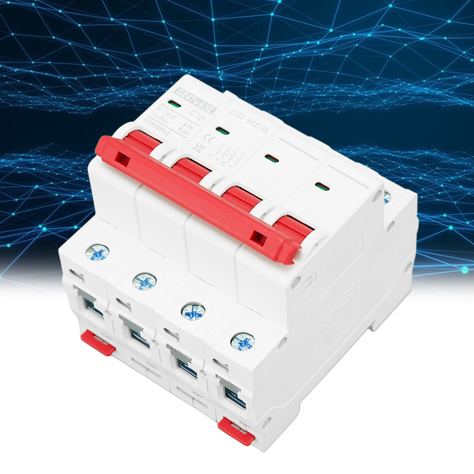 Der Neue Miniatur-leistungsschalter Dz47s-63z C10 4p Ist Ein 1000v Dc Miniatur-leistungsschalter Für Solar-photovoltaikanlagen, 10a, Din-schienenmontage, Mit Einem Niederspannungs-abschaltvermögen Von