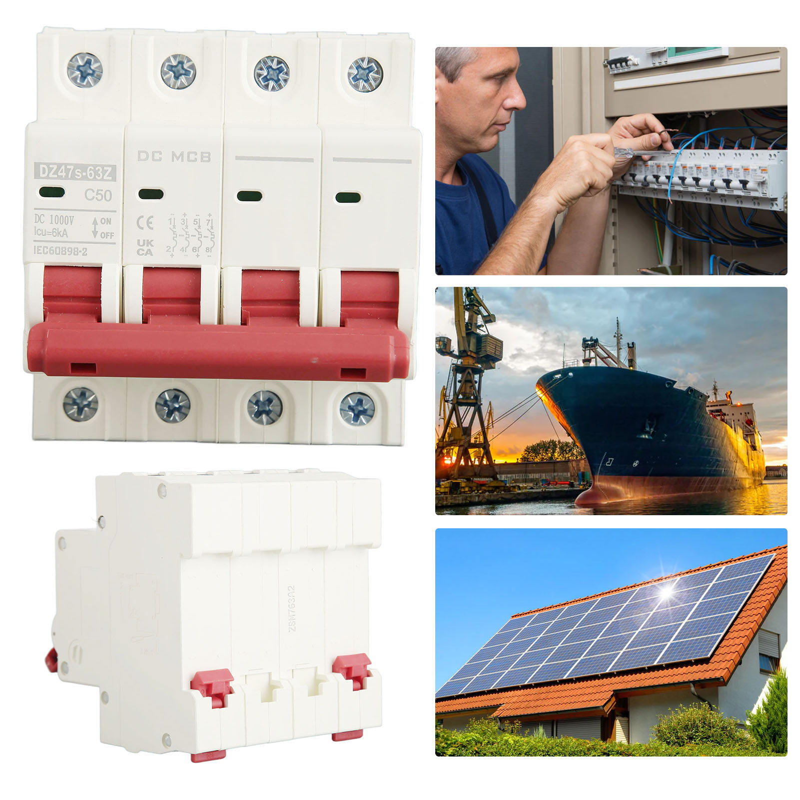 Der Neue Dz47s-63z C50 Dc 1000v 4p Dc-leistungsschalter, Ein Miniatur-50a-leistungsschalter Für Solar-photovoltaikanlagen, Ein Din-schienen-montierbarer Leistungsschalter Mit Niederspannungs-abschaltv