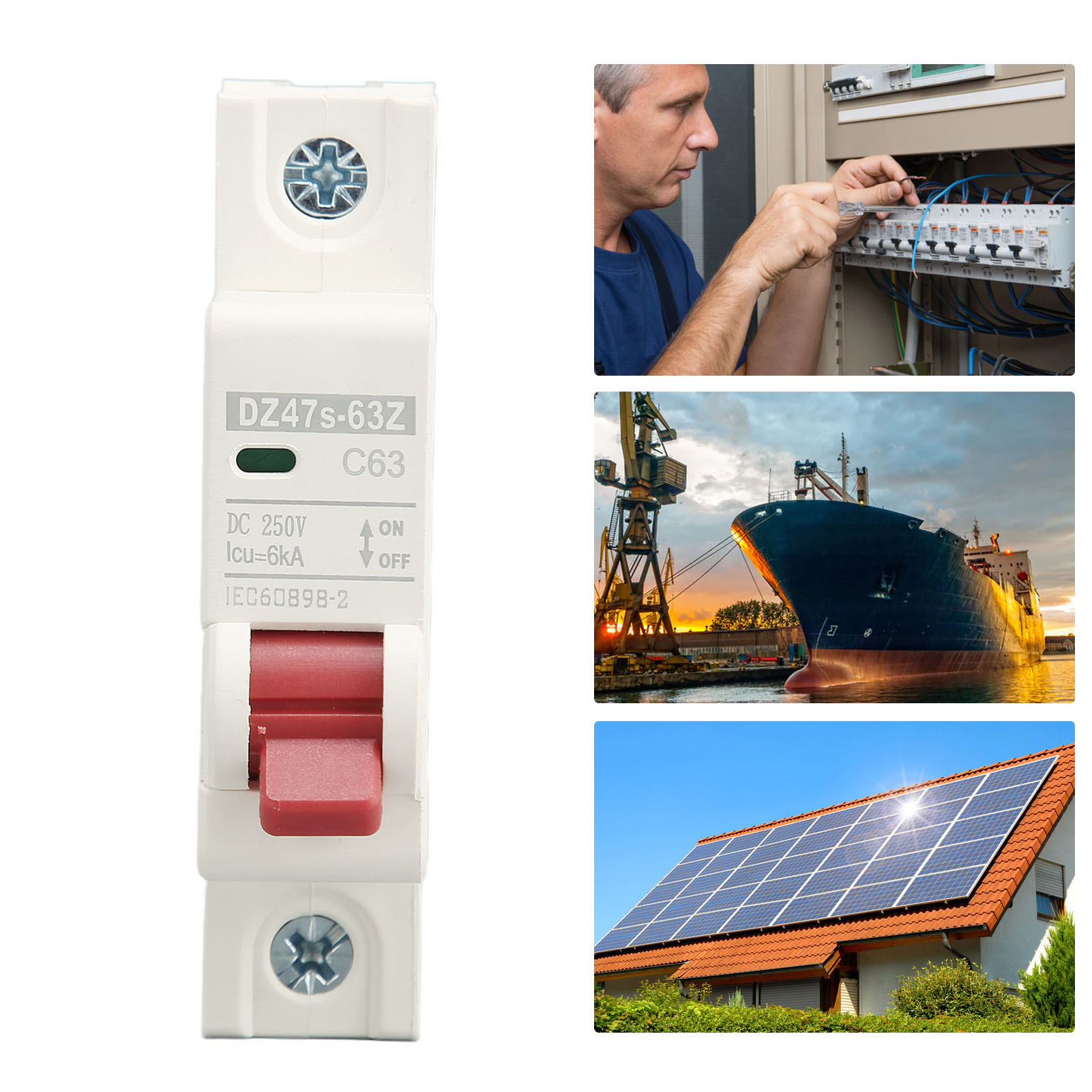 Der Neue Dz47s-63z C63 Dc 250v 1p Dc-leistungsschalter, Miniatur-leistungsschalter 63a Für Solar-photovoltaikanlagen, Din-schienenmontage, Niederspannungs-abschaltvermögen 6000a.