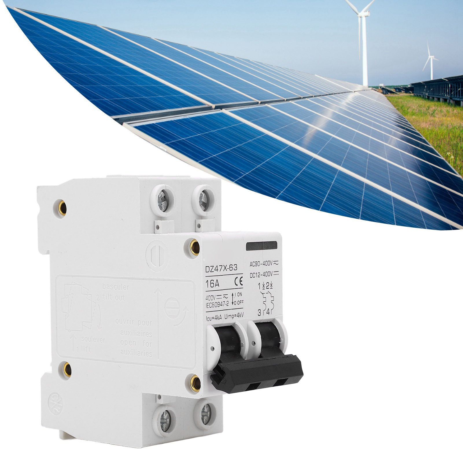 Baoyidz47x-63 16 A 400 V Ac/dc 2p Miniatur-leistungsschalter Für Photovoltaikanlagen, Din-schienenmontage