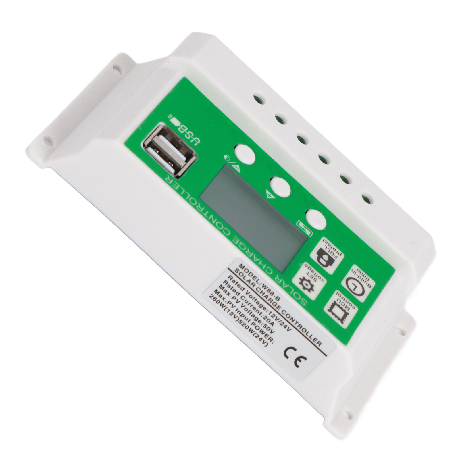24v/12v Pwm-solar-lade-/entladeregler Mit Automatischer Erkennung, Lcd-bildschirm, Zwei Usb-anschlüssen, Solarsensorregler Für Lithiumbatterien Und 20a-photovoltaikkabel