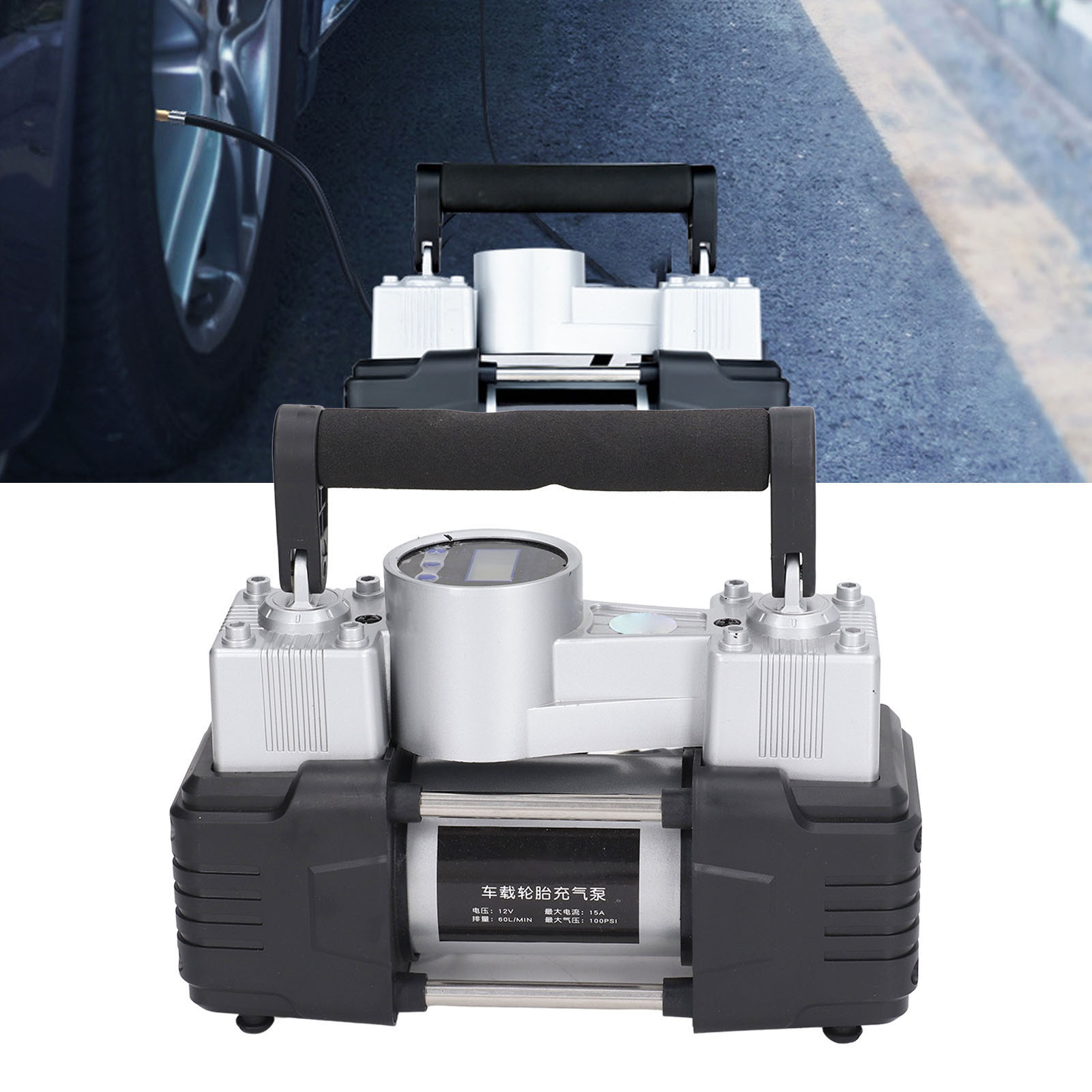 Intelligente 30-zylinder-autoluftpumpe, 12-v-digitalanzeige-luftkompressor, Hochleistungspumpe, Fahrzeugluftpumpe, Tragbare Hochdruck-doppelzylinder-luftpumpe Für Autoreifen.