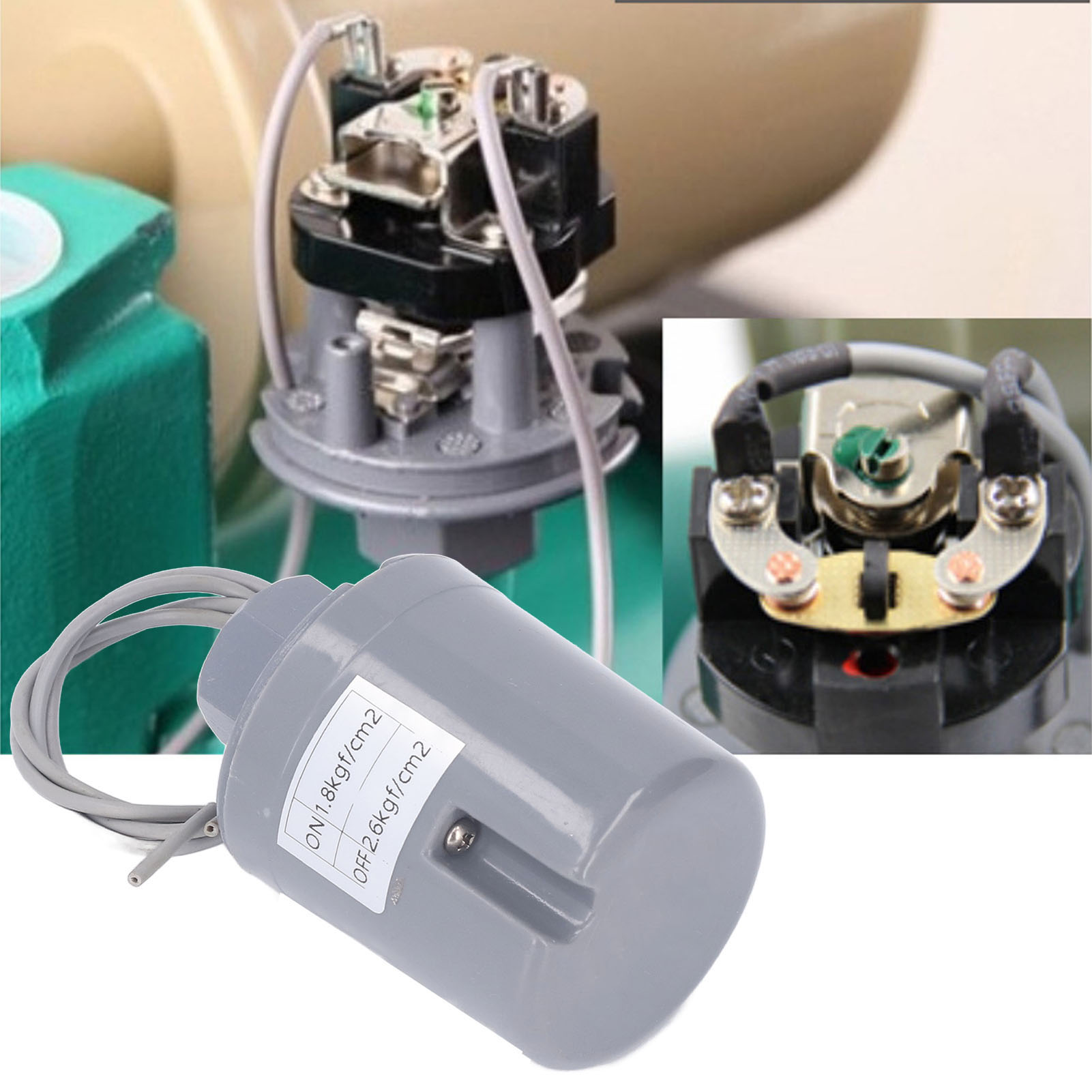 Universeller 3-punkt-überdruckschalter, Innengewinde, Vollautomatisch, Für Selbstansaugende Hauswasserpumpen, Betriebsdruck 1,8 Kgf/cm² – 2,6 Kgf/cm², Mechanischer Druckregler, 220–240 V