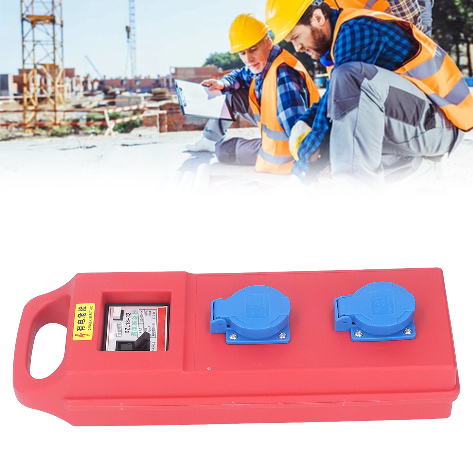 Tragbarer Stromkasten Mit Zwei Dreilochsteckdosen, Temporärer Stromkasten Für Baustellen, Schutzart Ip54, 200-250 V.