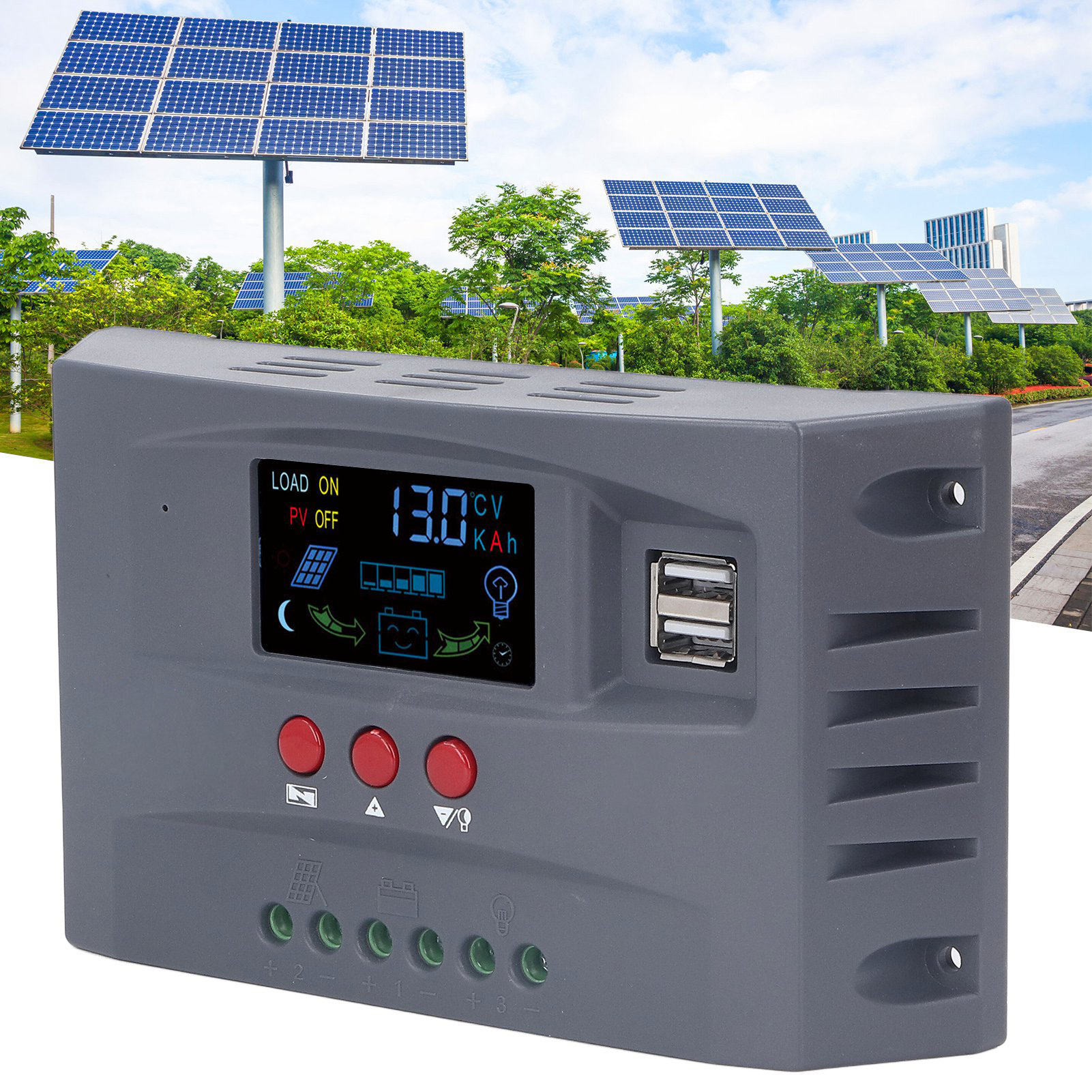 Mppt-solarladeregler Mit Integrierter Beleuchtung, Farb-lcd-display, 12 V/24 V, 250 V Eingang, 30 A
