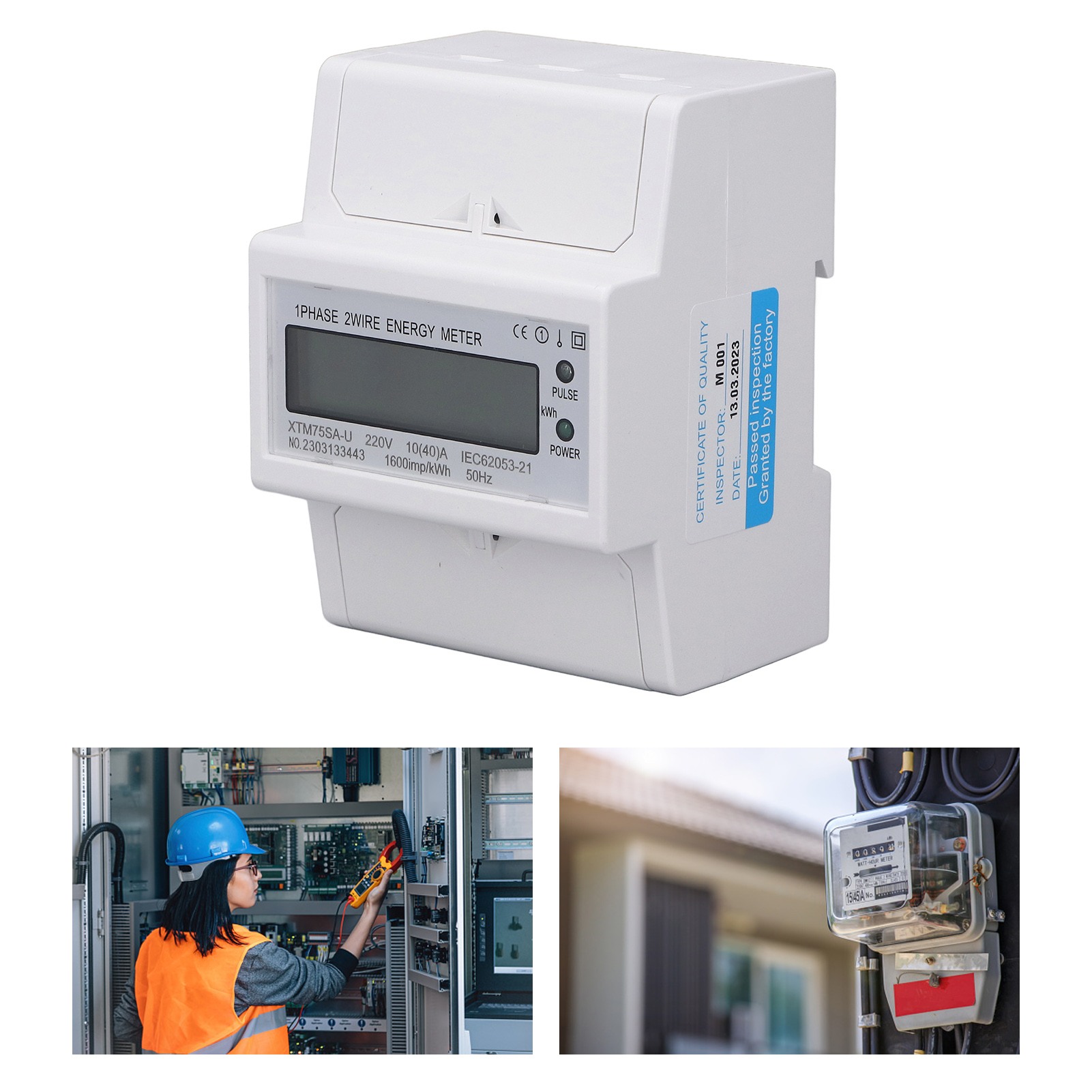 Einphasiger 4-poliger Gleichstromzähler Xtm75sa-u (220 V) Mit Lcd-anzeige, Standard-din-schienenmontage (35 Mm), 10 A