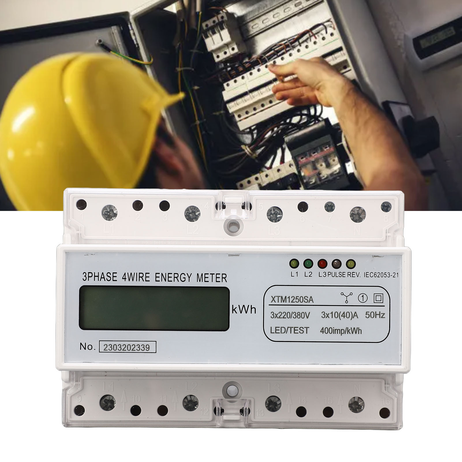 Dreiphasen-lcd-zähler Xtm1250sa 3×220v/380v, 7-polig, 35 Mm Din-schienenmontage, 10 A