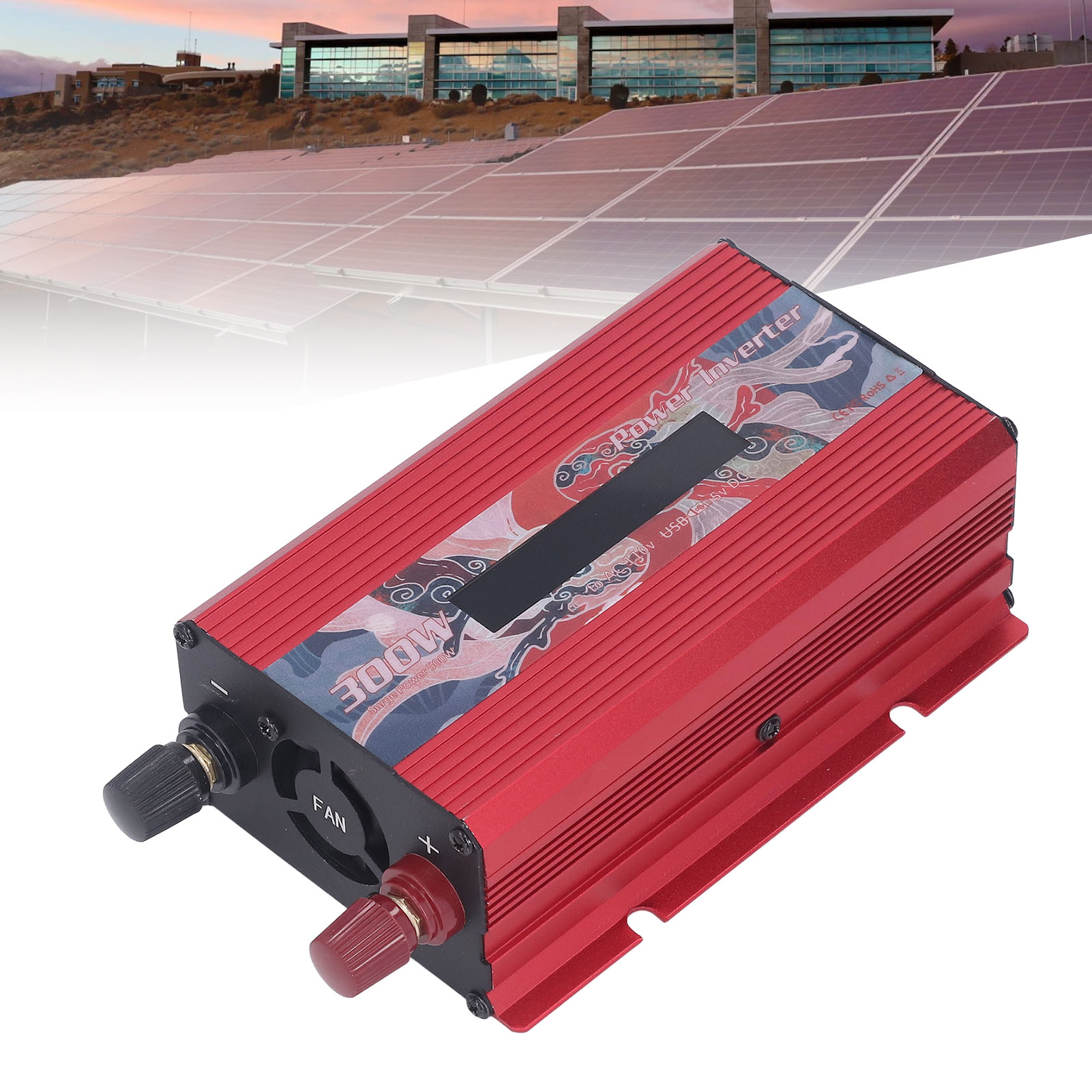 300-w-wechselrichter (12 V/24 V Dc Auf 110 V Ac), Modifizierter Sinus-wechselrichter, Solarwechselrichter Für Den Außenbereich/fahrzeugmontage Mit 2-a-usb-anschluss, Lüfter Und Lcd-display, Rot, 12 V