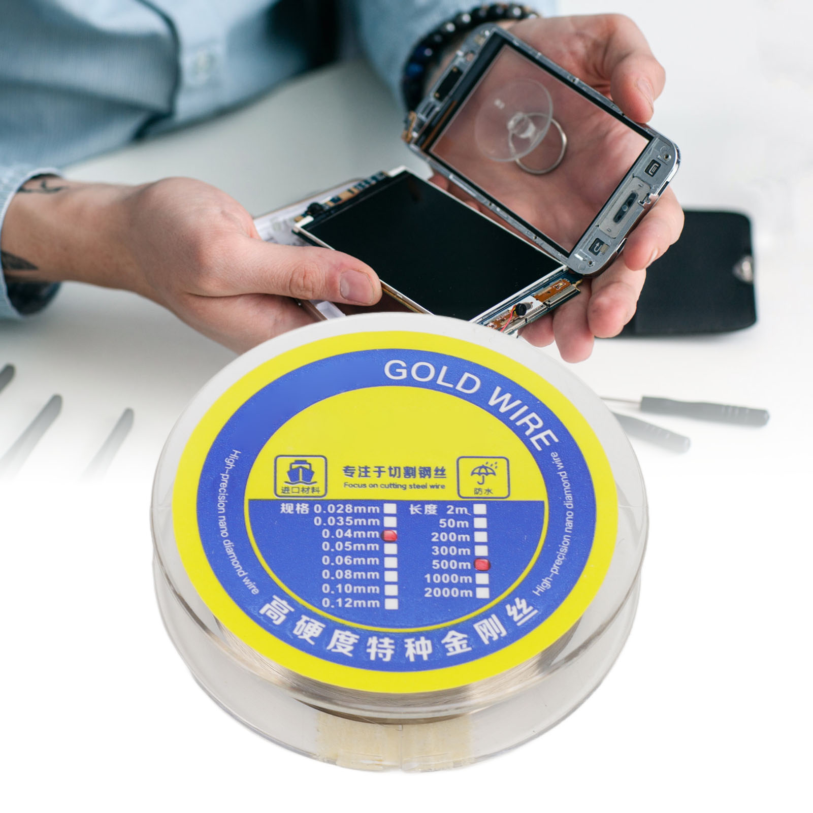 0,04 Mm Diamantdraht, 500 M Lcd-bildschirm-trenndraht.