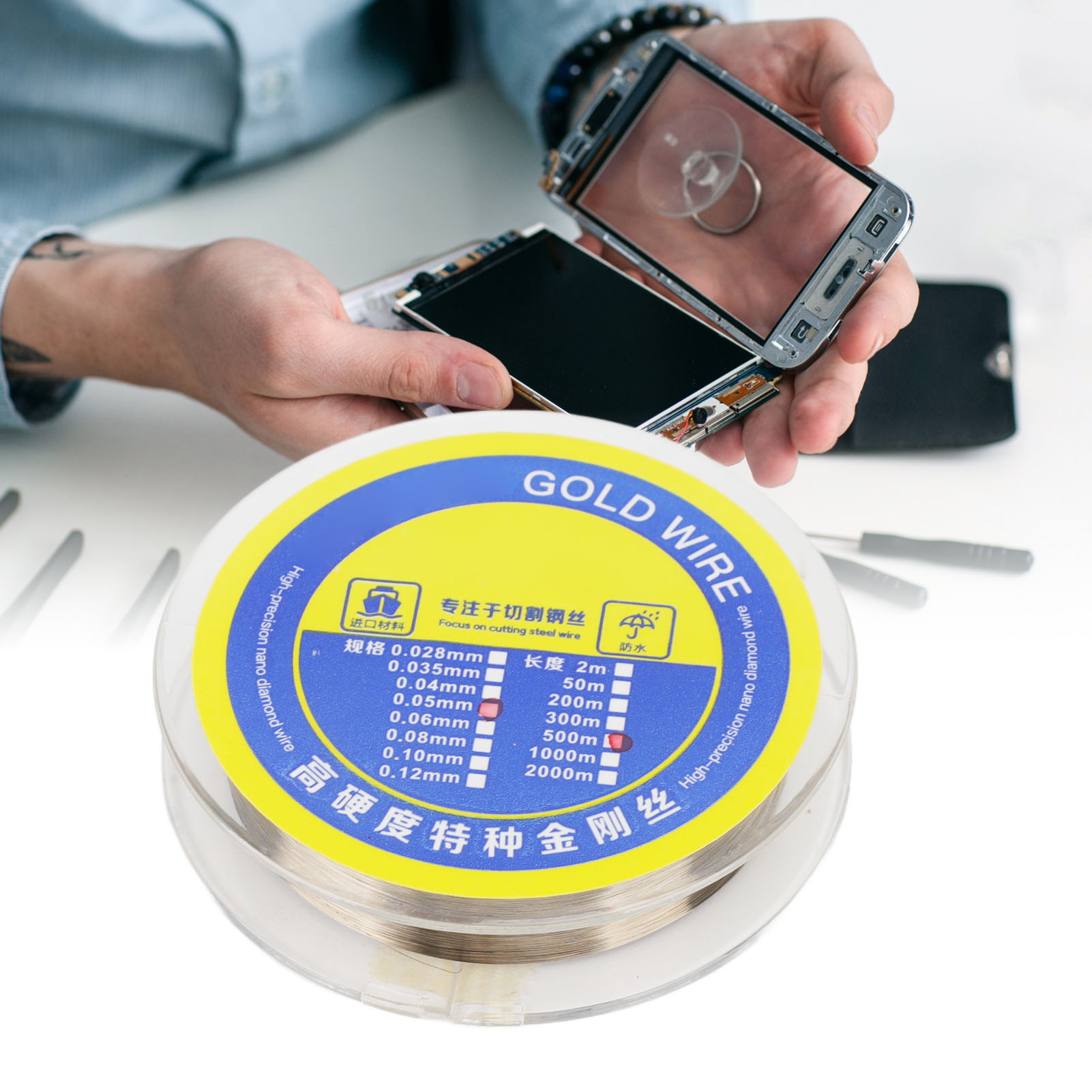 Trenndraht Für Lcd-bildschirme, Stahldraht Zur Bildschirmtrennung, Diamantdraht, 0,05 Mm, 500 M