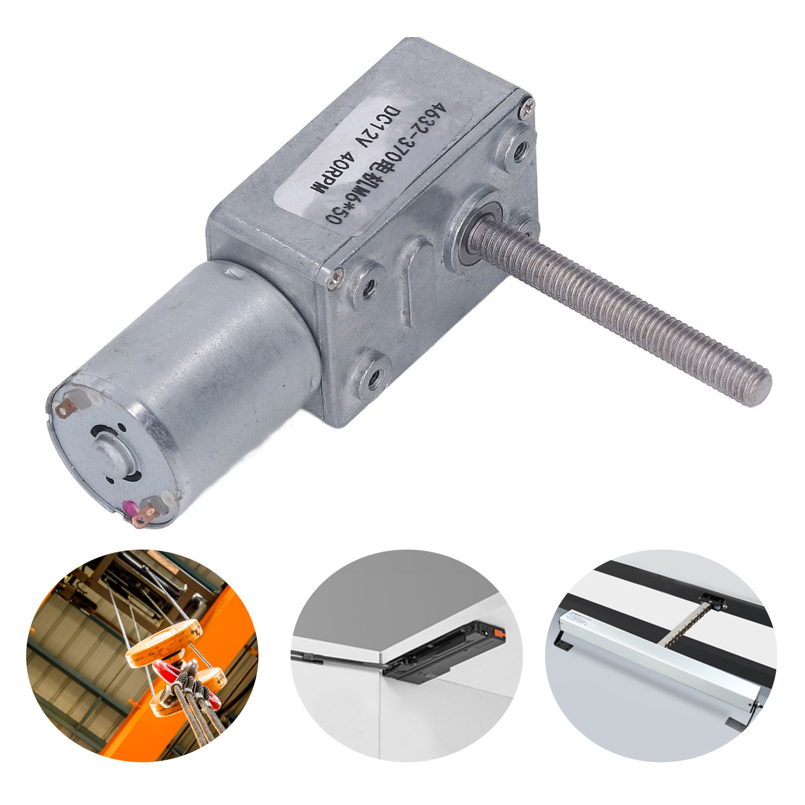 4632-370 Miniatur-schneckengetriebemotor Dc, Dc12v, 40rpm, M650mm Gewinde.