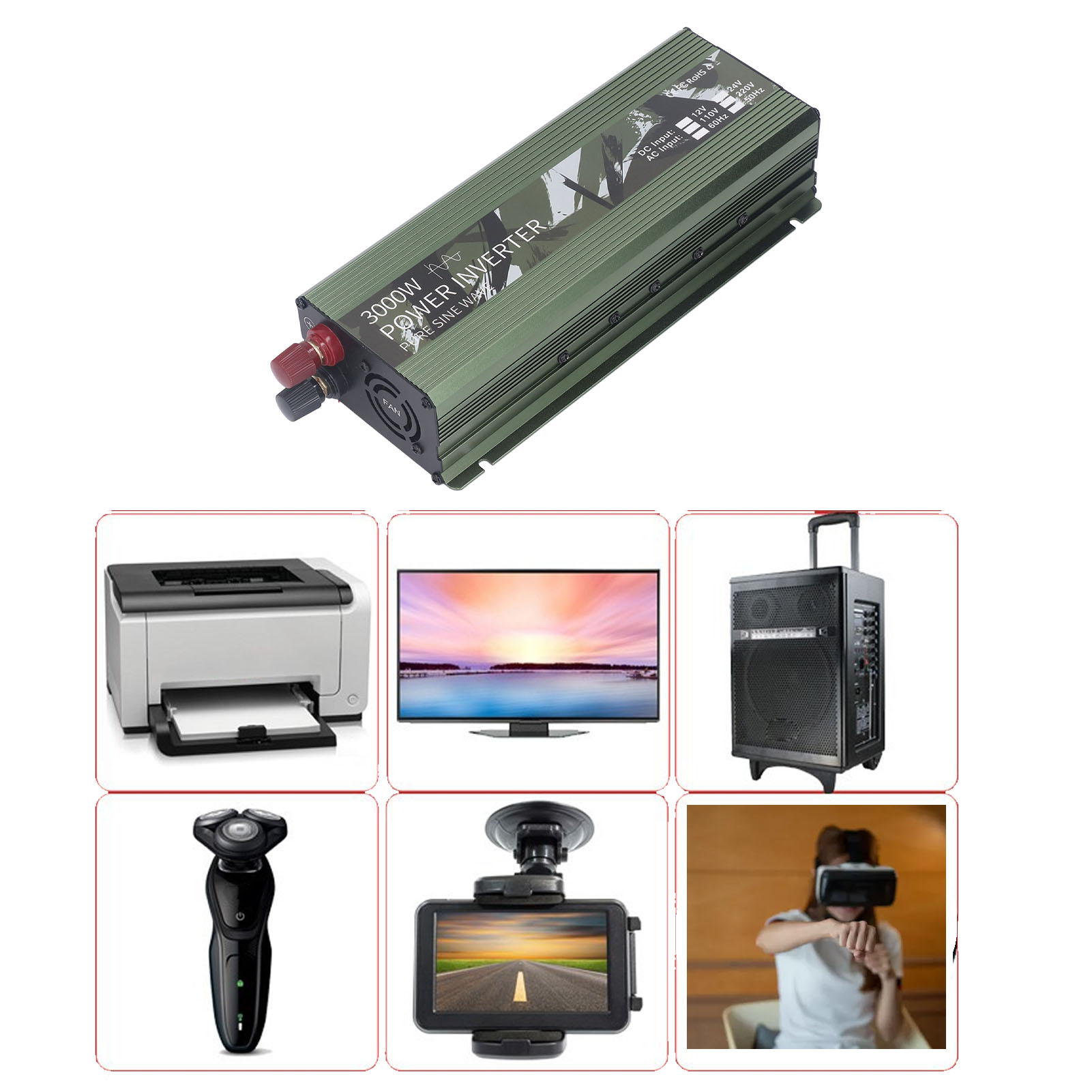 3000-w-wechselrichter (12 V Dc Auf 220 V Ac) Mit Lüfter, Reiner Sinus-wechselrichter, Solarwechselrichter Für Den Außenbereich/fahrzeugmontage