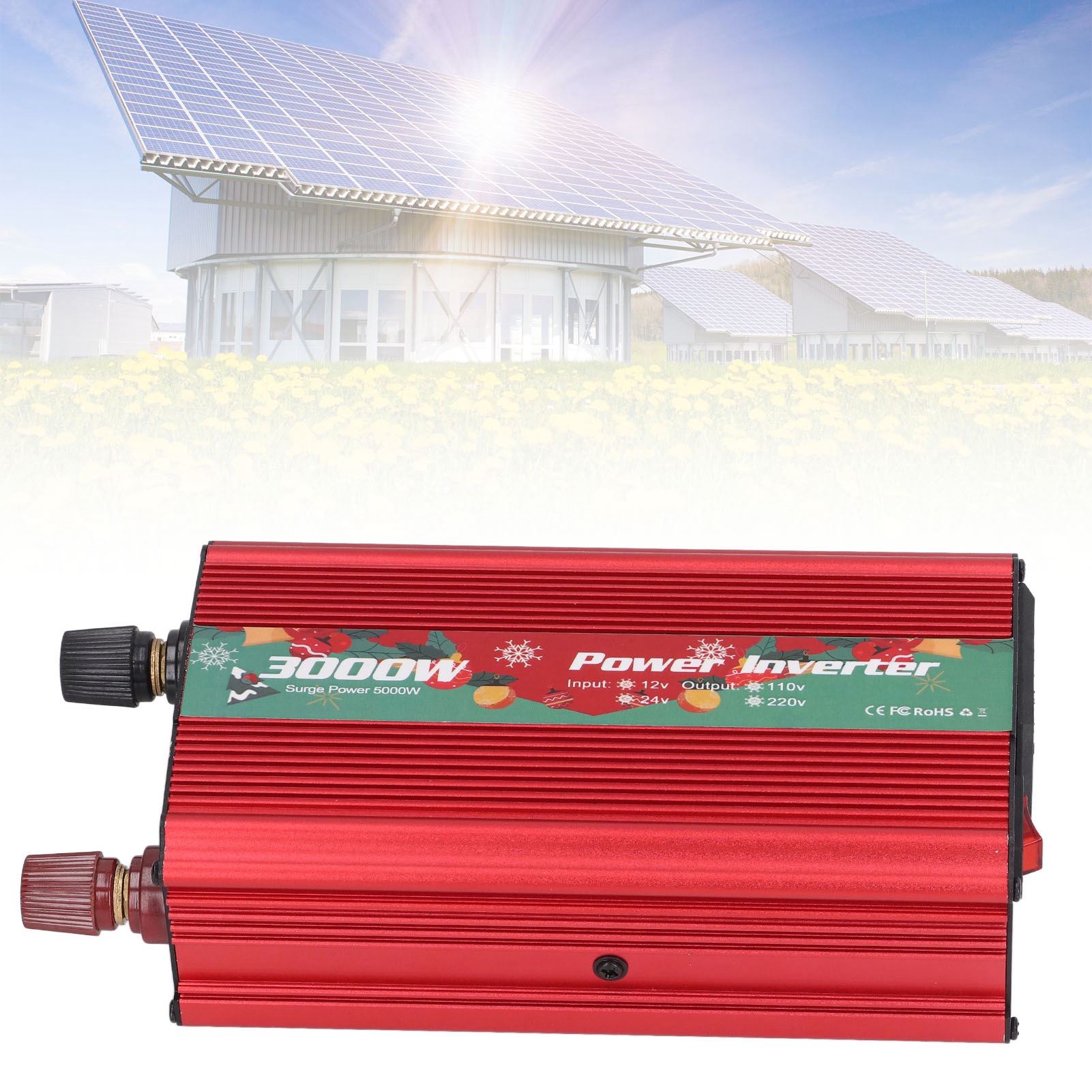 3000-w-wechselrichter, Weihnachtsedition, 12 V Dc Auf Ac, Solar, Außenbereich, Für Auto, Rot 110 V