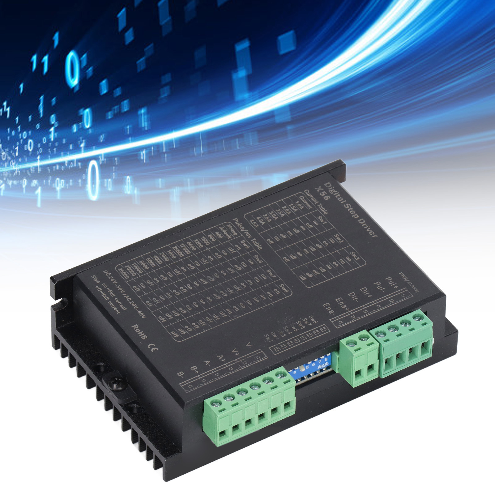 Cnc-zweiphasen-schrittmotortreiber, Dc2450v/ac2040v, 1,04,5a, 25600 Schritte/umdrehung Auflösung, Kompatibel Mit Nema42/57/60 Schrittmotoren.