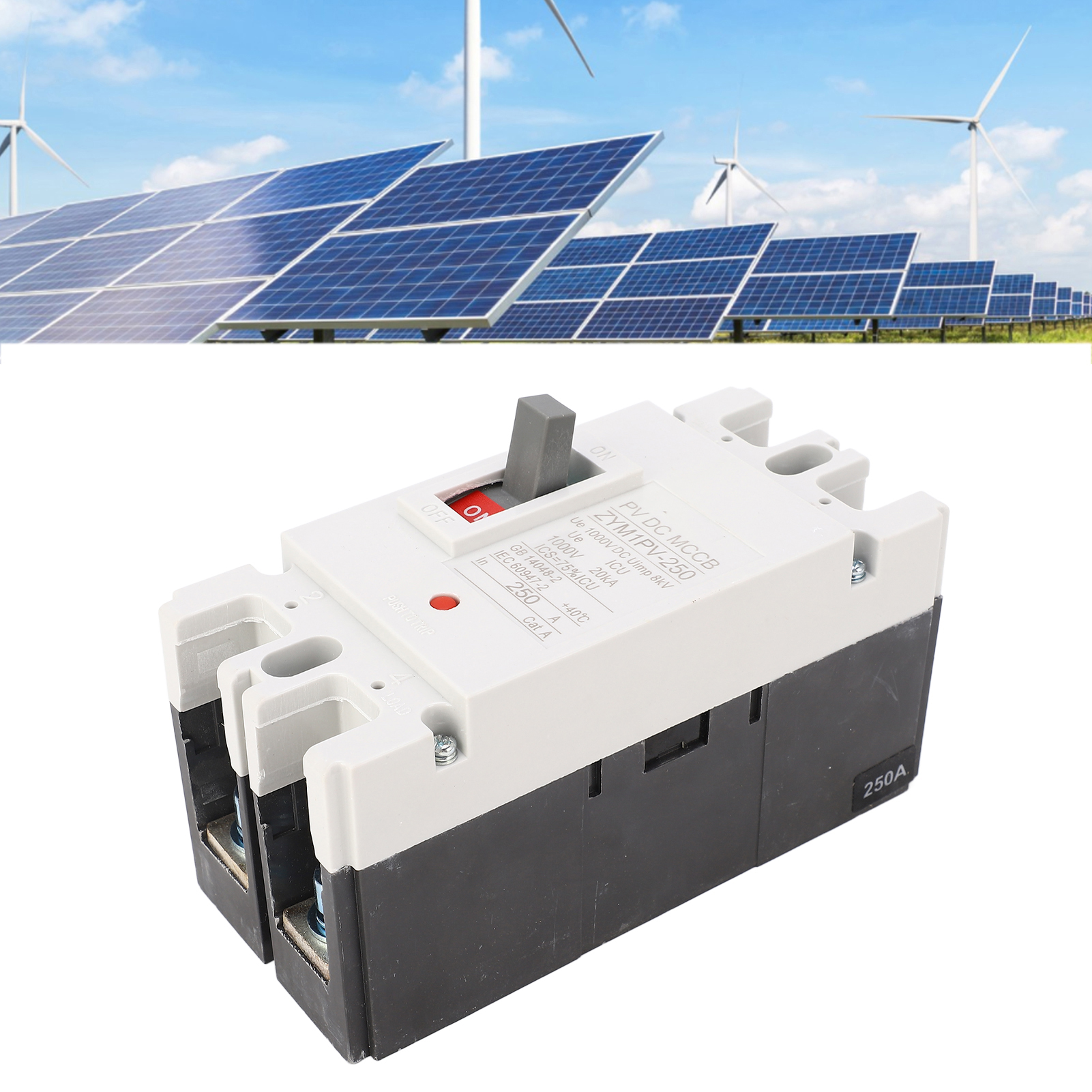 Kompaktleistungsschalter Zym1pv-250 250 A Dc Mit Solarpanel, Hauptschalter, Batterieschutzschalter Und 1000 V 2p Trennschalter
