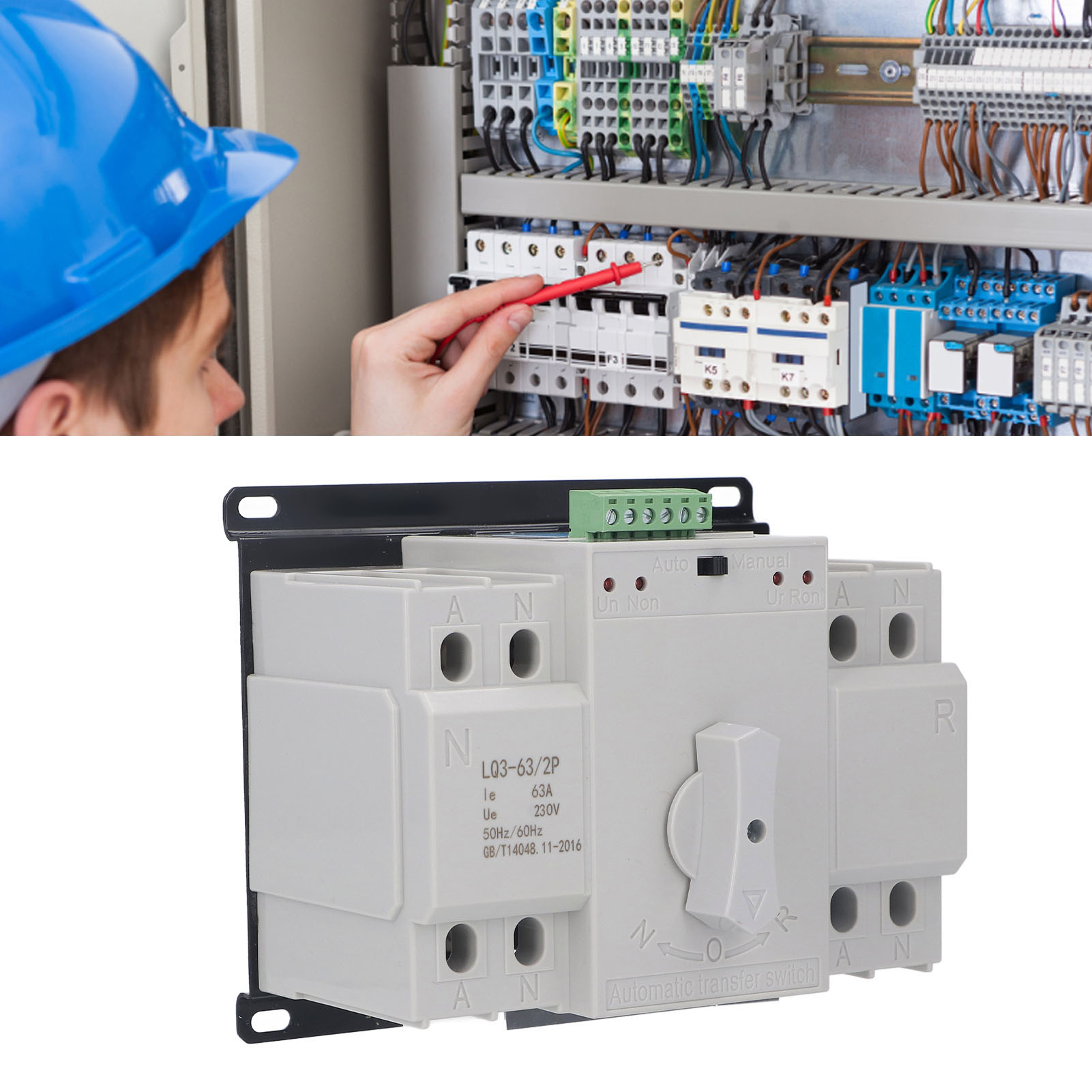 Lq3-63/2p Ac230v Dual Power Automatischer Umschalter Cb-klasse Miniatur-leistungsschalter (ats)
