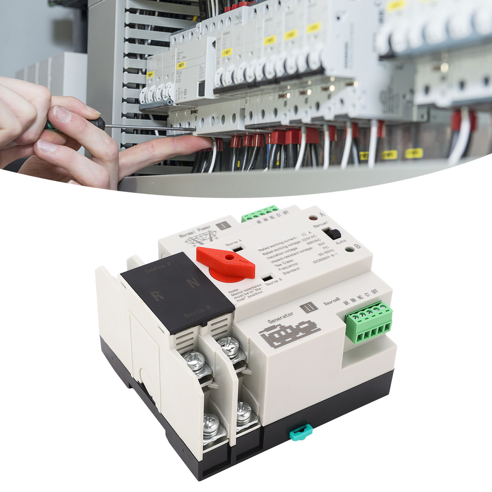 Automatische Zweistrom-umschaltung, 220 V Ac, Millisekunden-schaltung, Unterbrechungsfreie Stromversorgung, Zeitverzögerte Schaltsteuerung, Wechselstromversorgung Für Generator Modell 2p63a