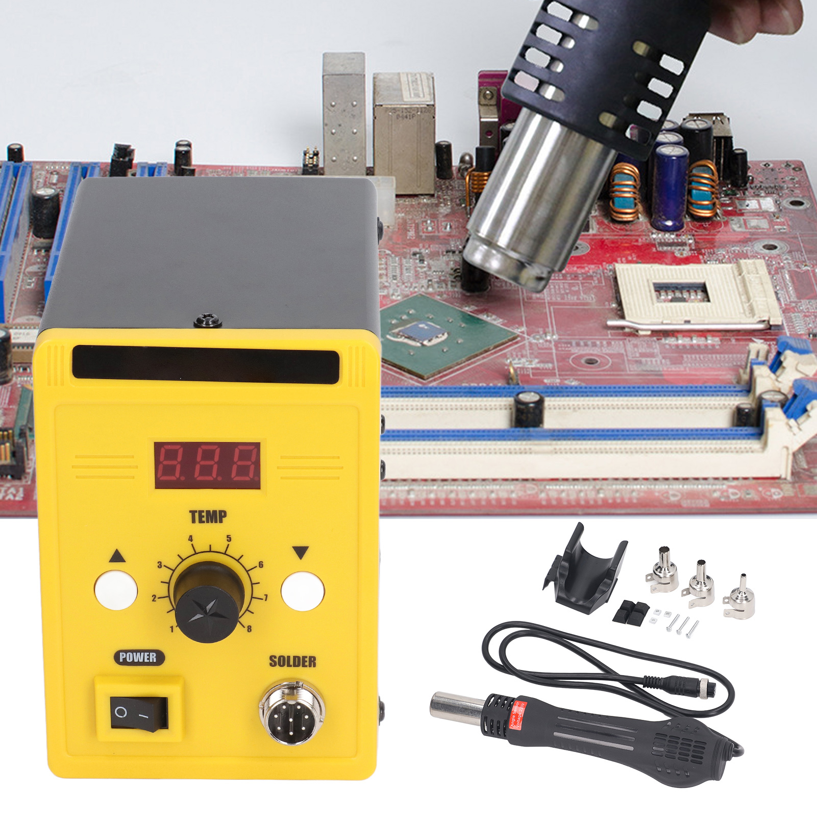 Heißluft-entlötstation 858b Mit Mikrocomputergesteuerter Led-digitalanzeige, Einstellbarer Temperatur, Europäischer Standard 220 V