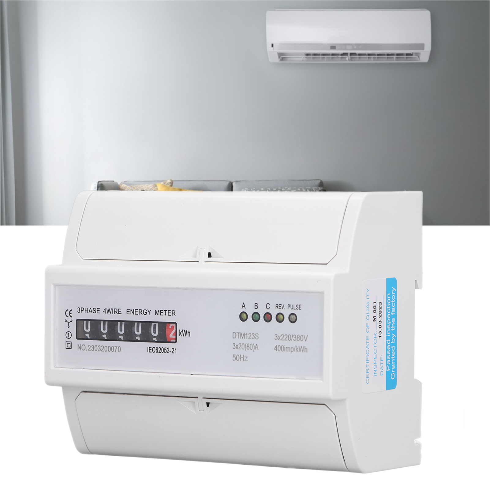 Dreiphasen-energiezähler 7p Dtm123s (3×220v/380v) – 20–80a – 35-mm-din-schienenmontage