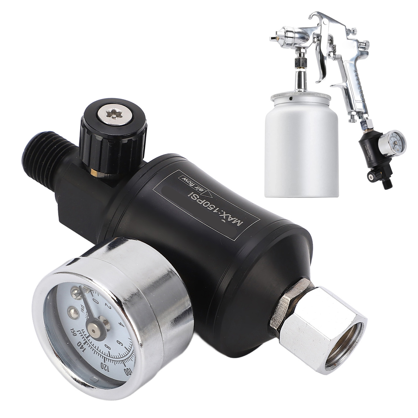 Druckregelventil Mit Manometer, Pneumatische Spritzpistole, Druckregler, Öl-wasser-abscheider, Spritzpistolen-regelventil, Filter, Lufteinlass Und -auslass, 1/4