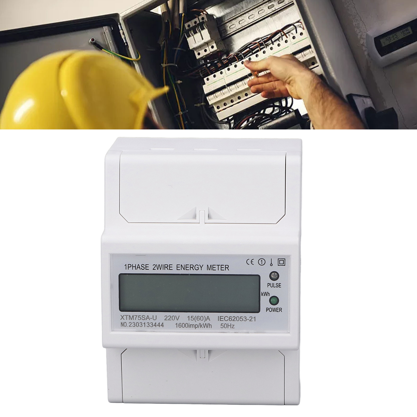 Einphasiger 4-poliger Gleichstromzähler Xtm75sa-u (220 V), Lcd-anzeige, Standard-din-schienenmontage (35 Mm), 15 A